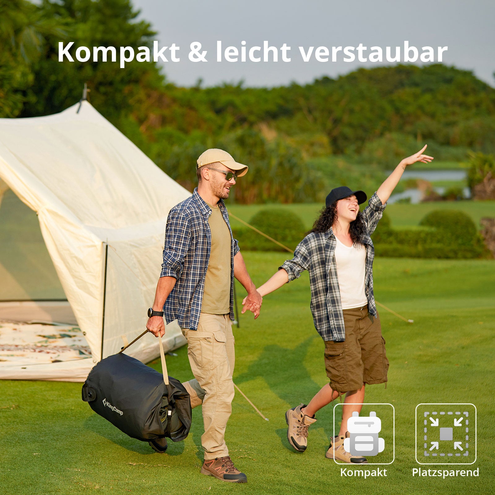 KINGCAMP Luftbett LuxeAir Double 2 Personen Camping Isomatte + Bezug 17 cm