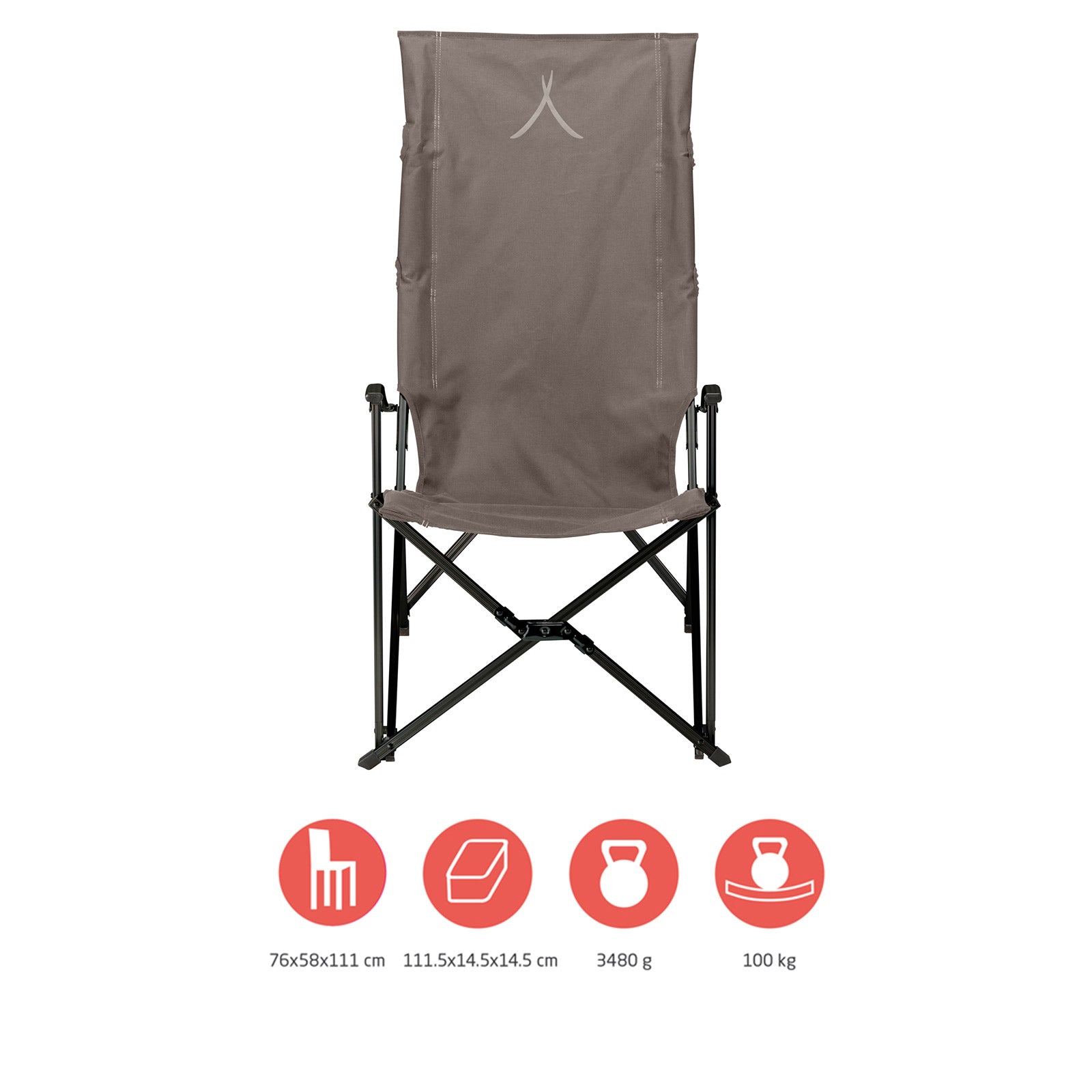 GRAND CANYON El Tovar chaise pliante de camping à dossier haut accoudoir extérieur aluminium 100 kg