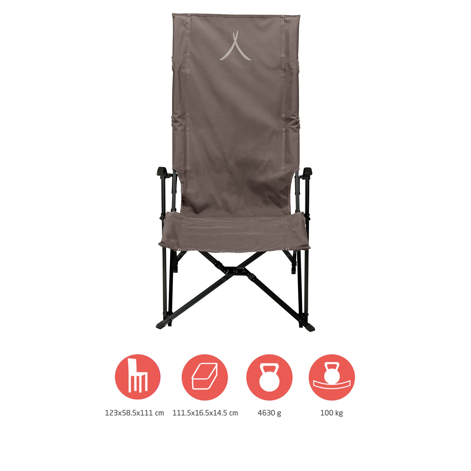 GRAND CANYON El Tovar chaise longue de camping pliante à dossier haut avec accoudoirs en aluminium 100 kg