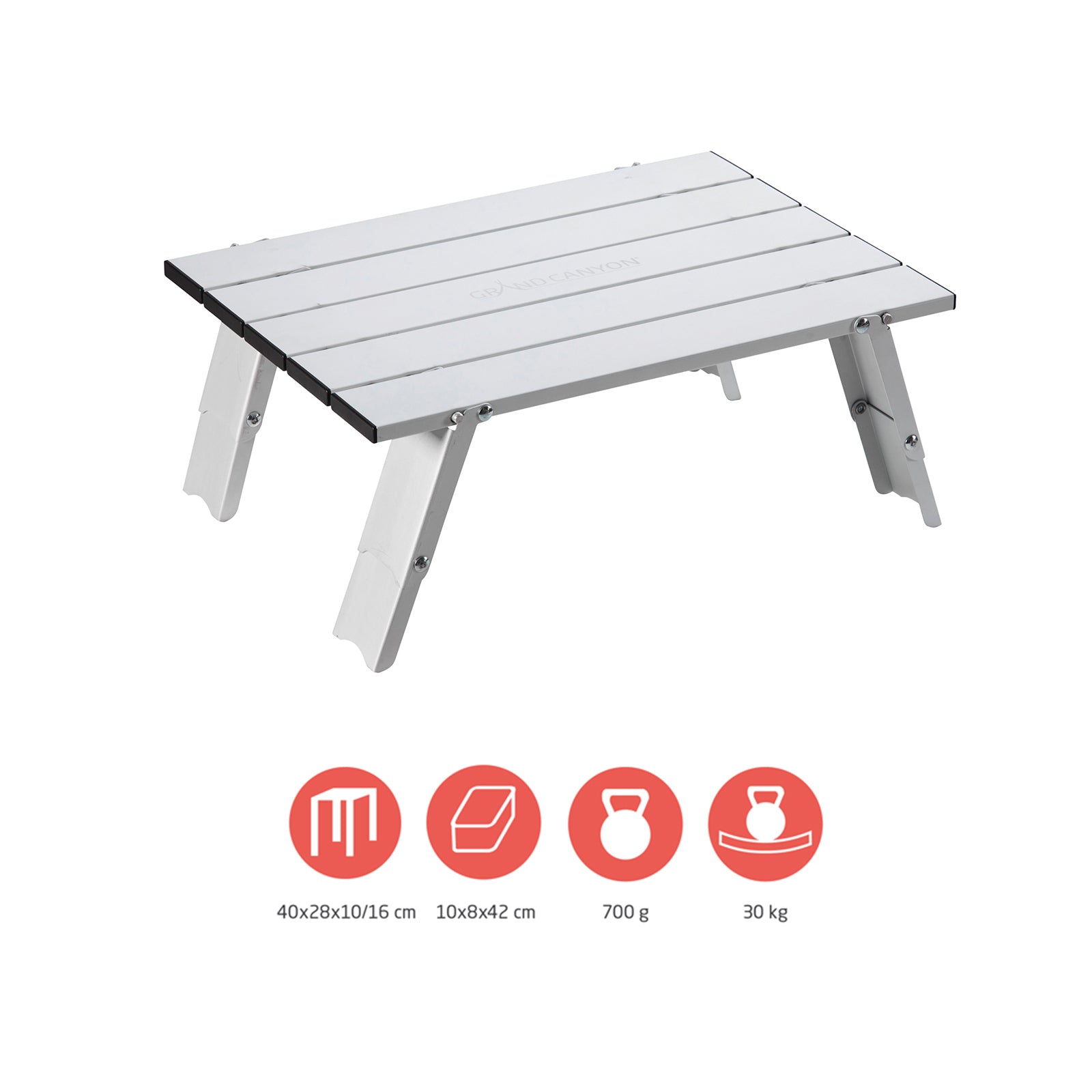 GRAND CANYON Tucket Micro Table pliante en aluminium pour pêche, bivouac, camping