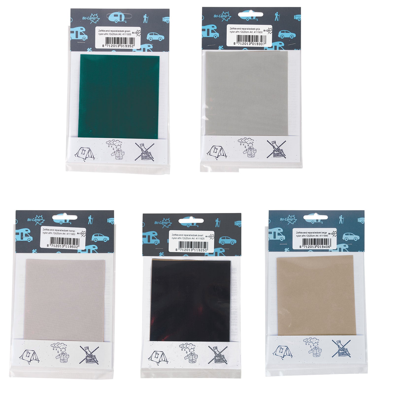 BO-CAMP Zelt Reparatur Set Nylon Tarp Flicken Stoff Band Flickset Selbstklebend