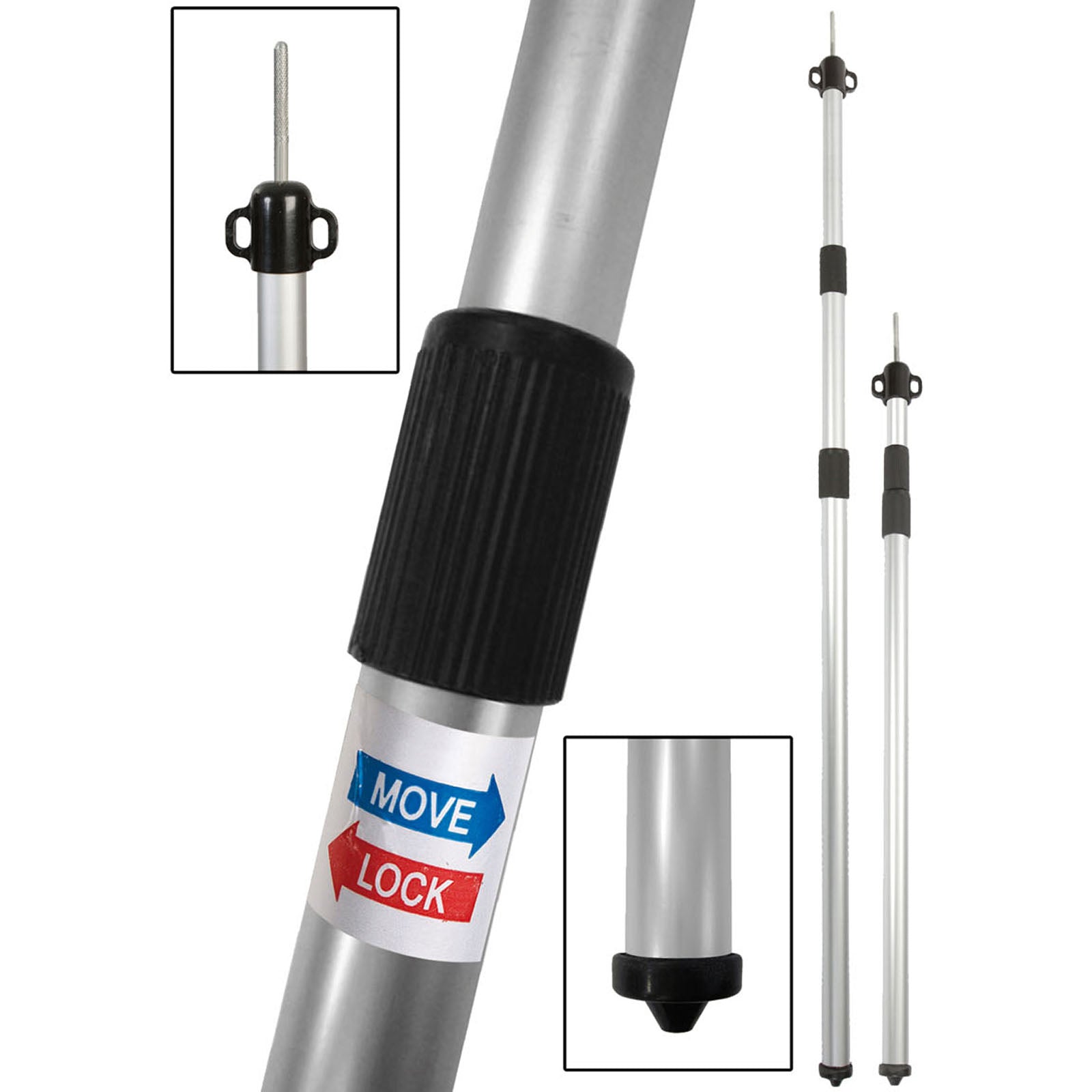 BO-CAMP Telescopic Tarp Pole Front Tent Awning Poles Aluminium 93-230cm