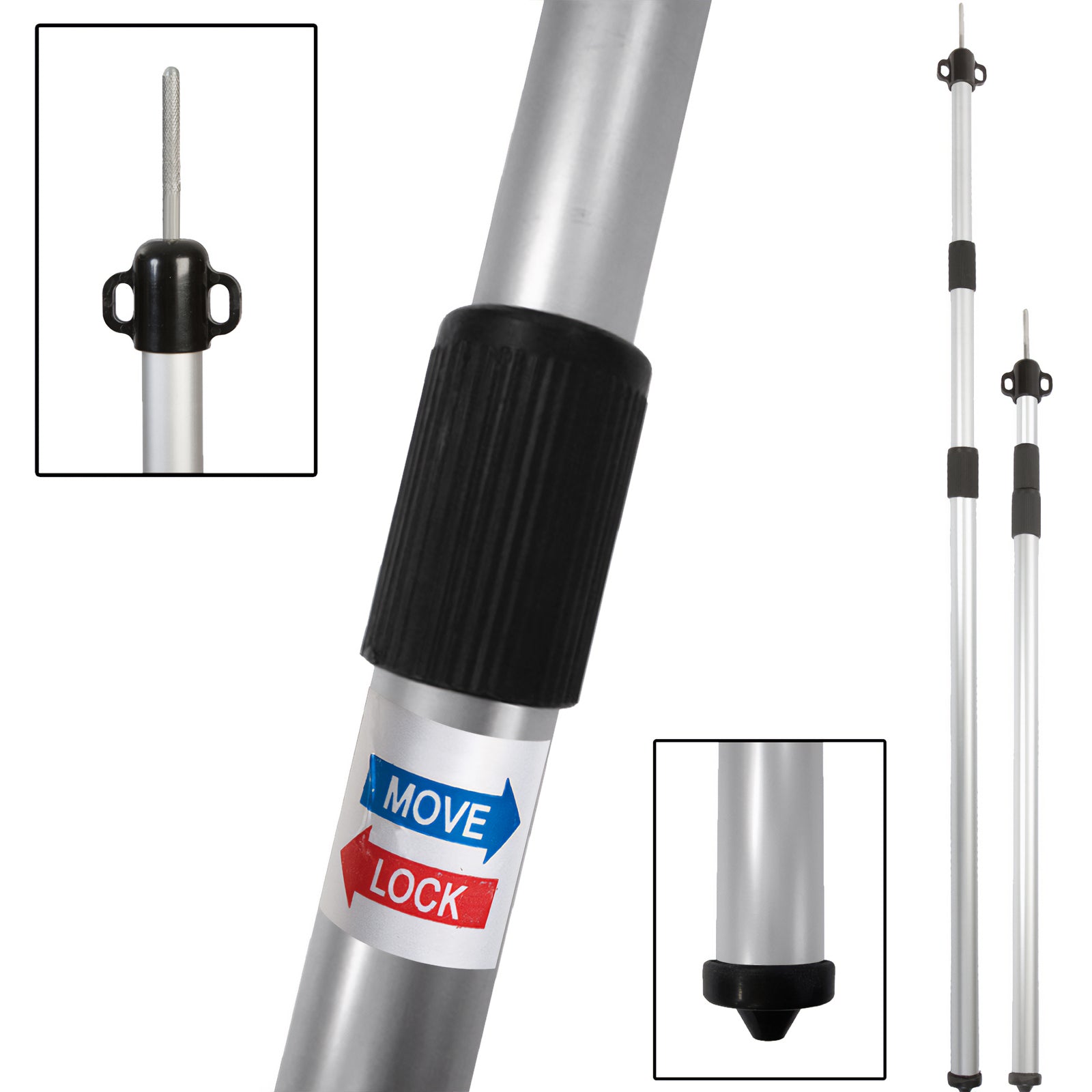 BO-CAMP Telescopic Tarp Pole for Tent Awning Pole Aluminium 260 cm