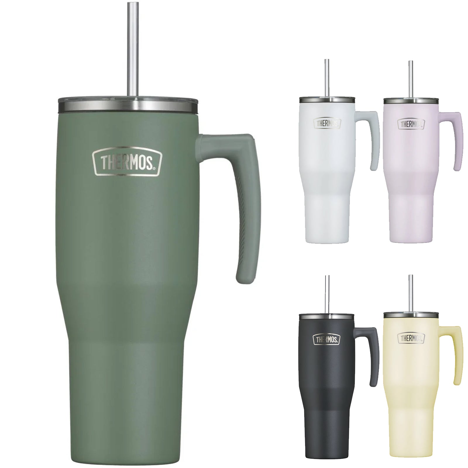 THERMOS Trinkbecher Refreshing Isolierbecher Trinkflasche Griff Strohhalm 1,1 L