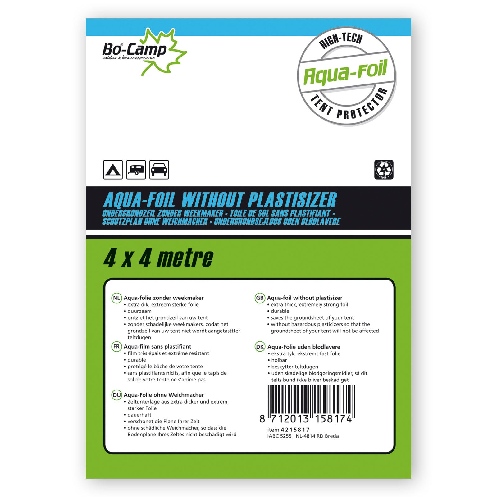 BO-CAMP LD-PE Front Tent Floor Cover Tarpaulin Carpet Underlay Camping Protection Film