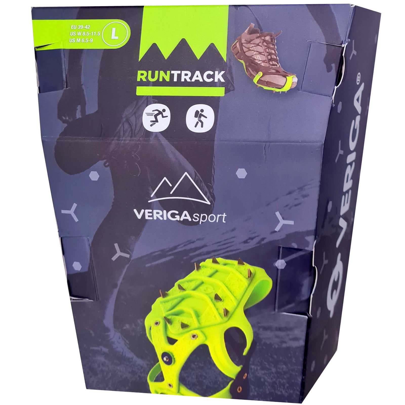 Crampons de course VERIGA, griffes à glace, pointes de chaussures, chaînes 36-47