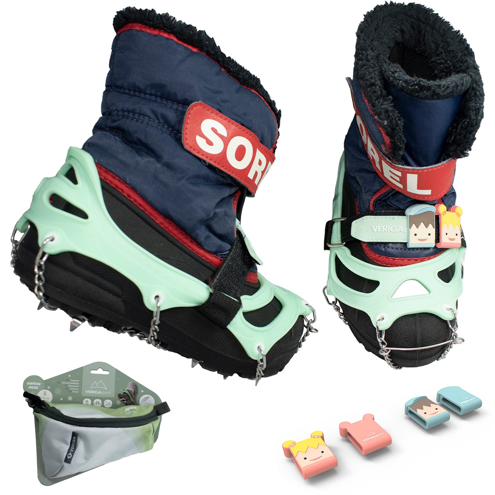 VERIGA Family Track Kids Schuhkrallen Eis Krallen Schuh Spikes Schnee Steigeisen