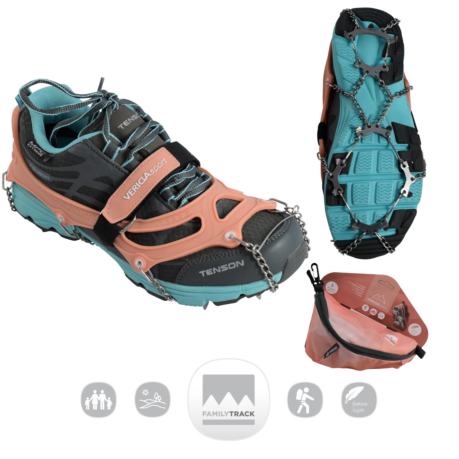 VERIGA Family Track Hers Schuhkrallen Eis Krallen Schuh Spikes Schnee Steigeisen