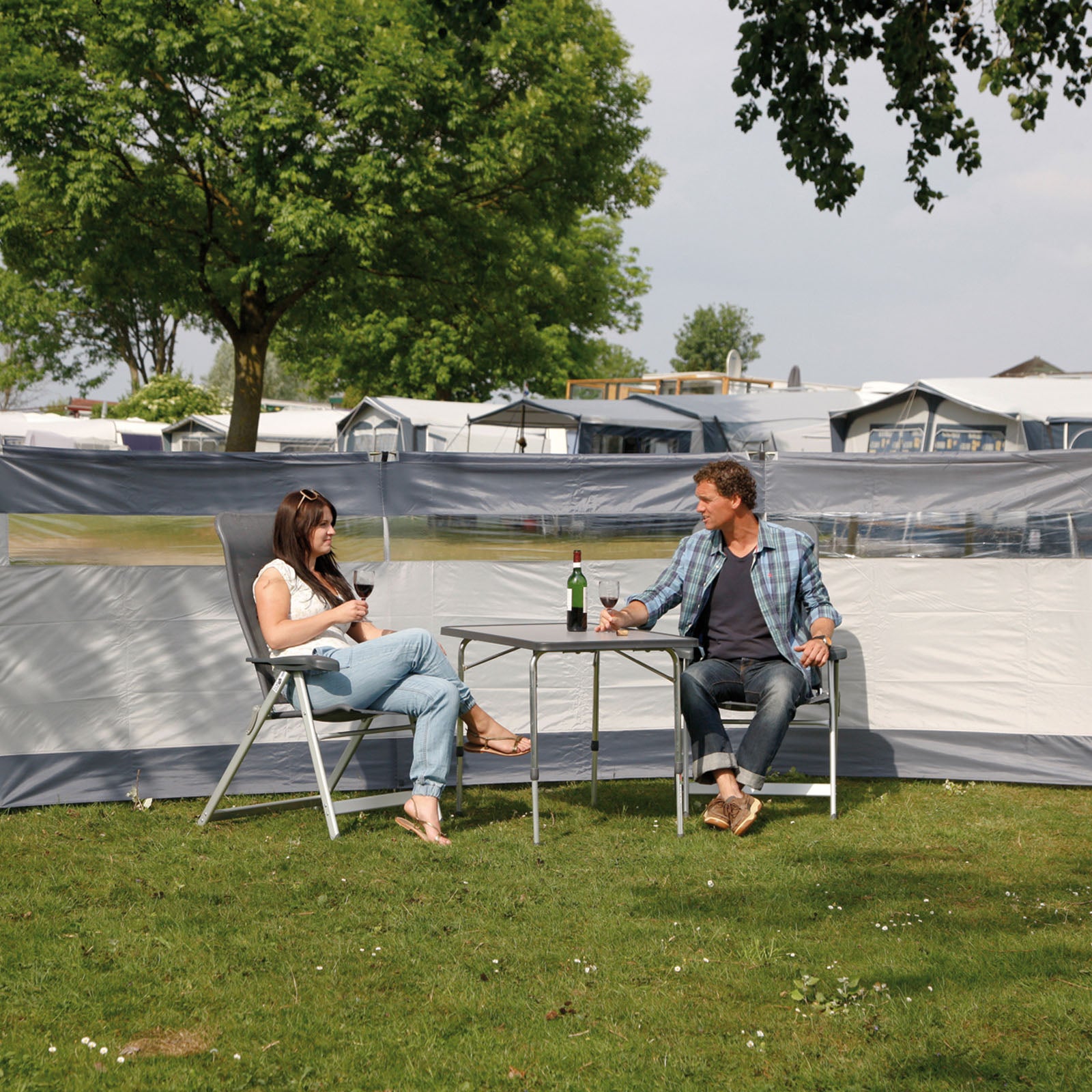 BO-CAMP Brise-vent solide 500 x 140 cm pour camping, jardin, plage, long, grand format