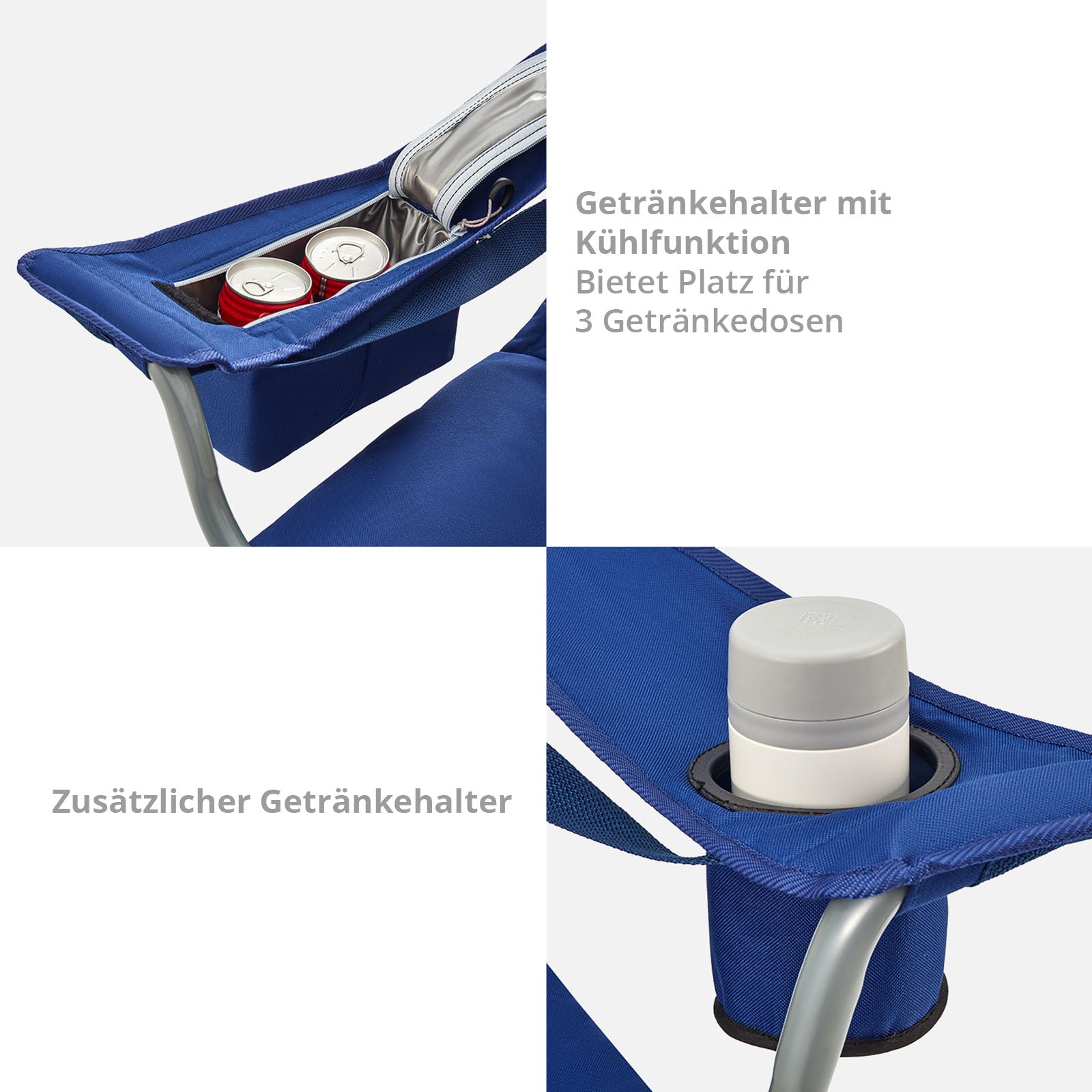 KINGCAMP Camping Falt Stuhl Klapp Sessel Garten Angel Outdoor Kühltasche 160 kg