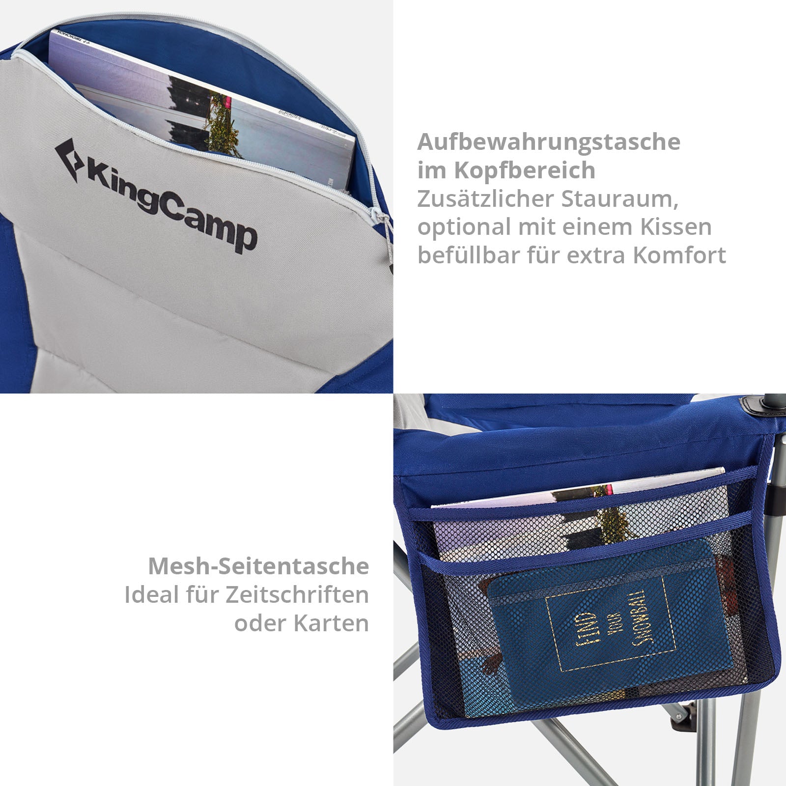 Chaise pliante de camping KINGCAMP Fauteuil pliant Jardin Pêche Sac isotherme extérieur 160 kg