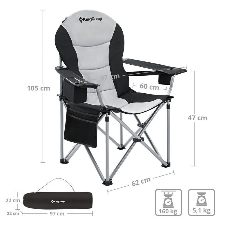 KINGCAMP Camping Falt Stuhl Klapp Sessel Garten Angel Outdoor Kühltasche 160 kg