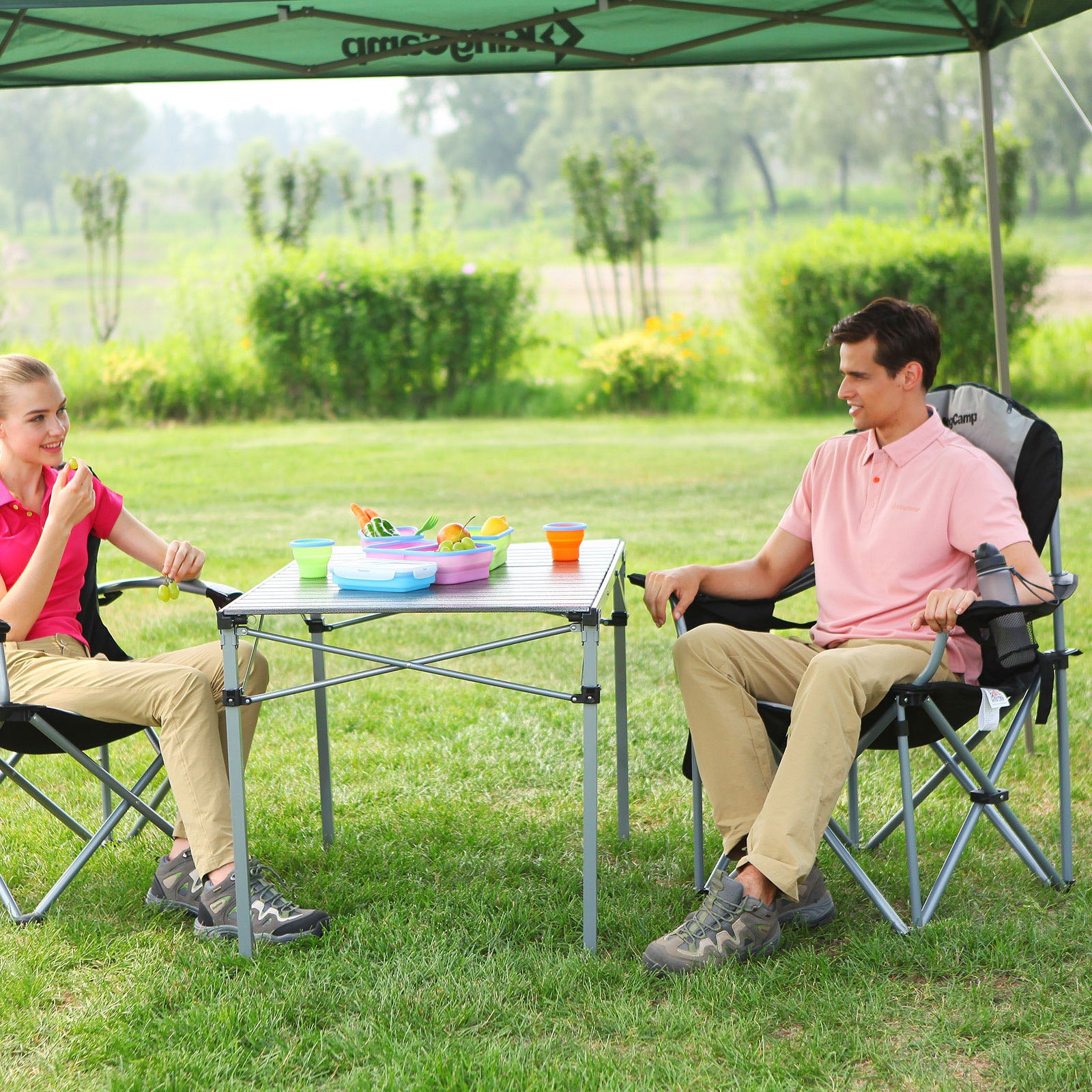 KINGCAMP Camping Falt Stuhl Klapp Sessel Garten Angel Outdoor Kühltasche 160 kg