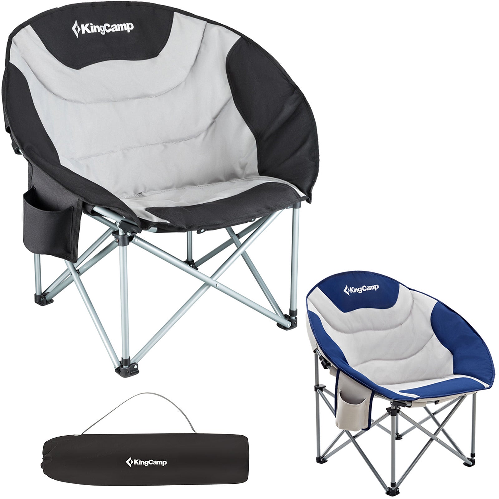 KINGCAMP MoonChair XL Camping Klapp Stuhl Garten Falt Sessel Kühltasche 150 kg