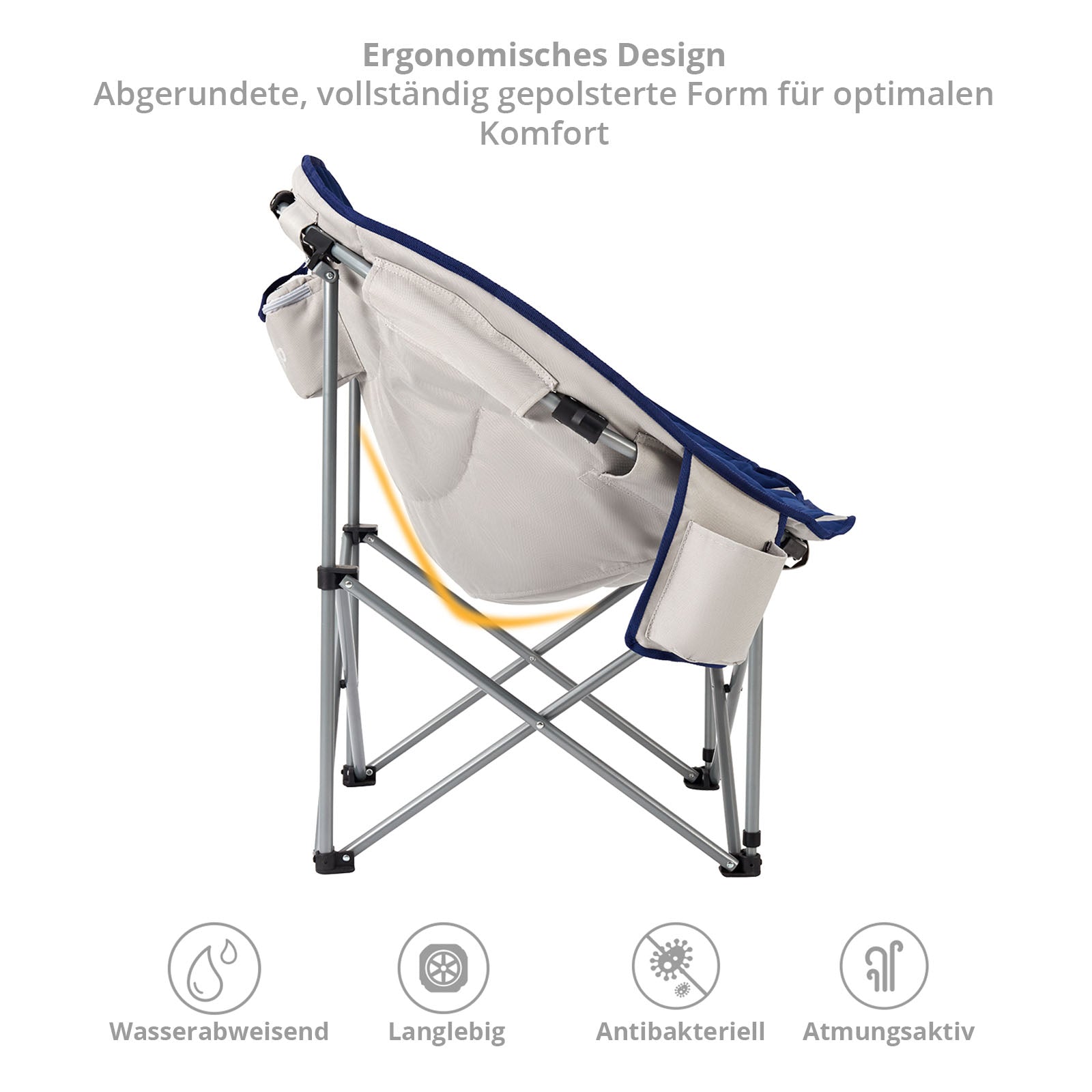 KINGCAMP MoonChair XL Camping Klapp Stuhl Garten Falt Sessel Kühltasche 150 kg