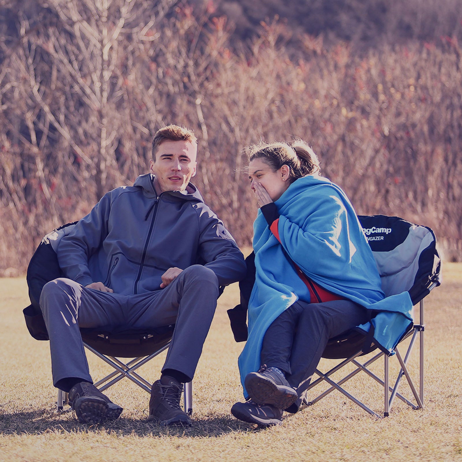 KINGCAMP MoonChair XL Camping Klapp Stuhl Garten Falt Sessel Kühltasche 150 kg