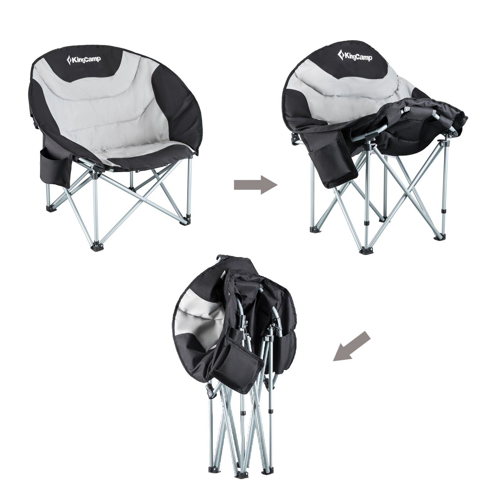 KINGCAMP MoonChair XL Camping Klapp Stuhl Garten Falt Sessel Kühltasche 150 kg