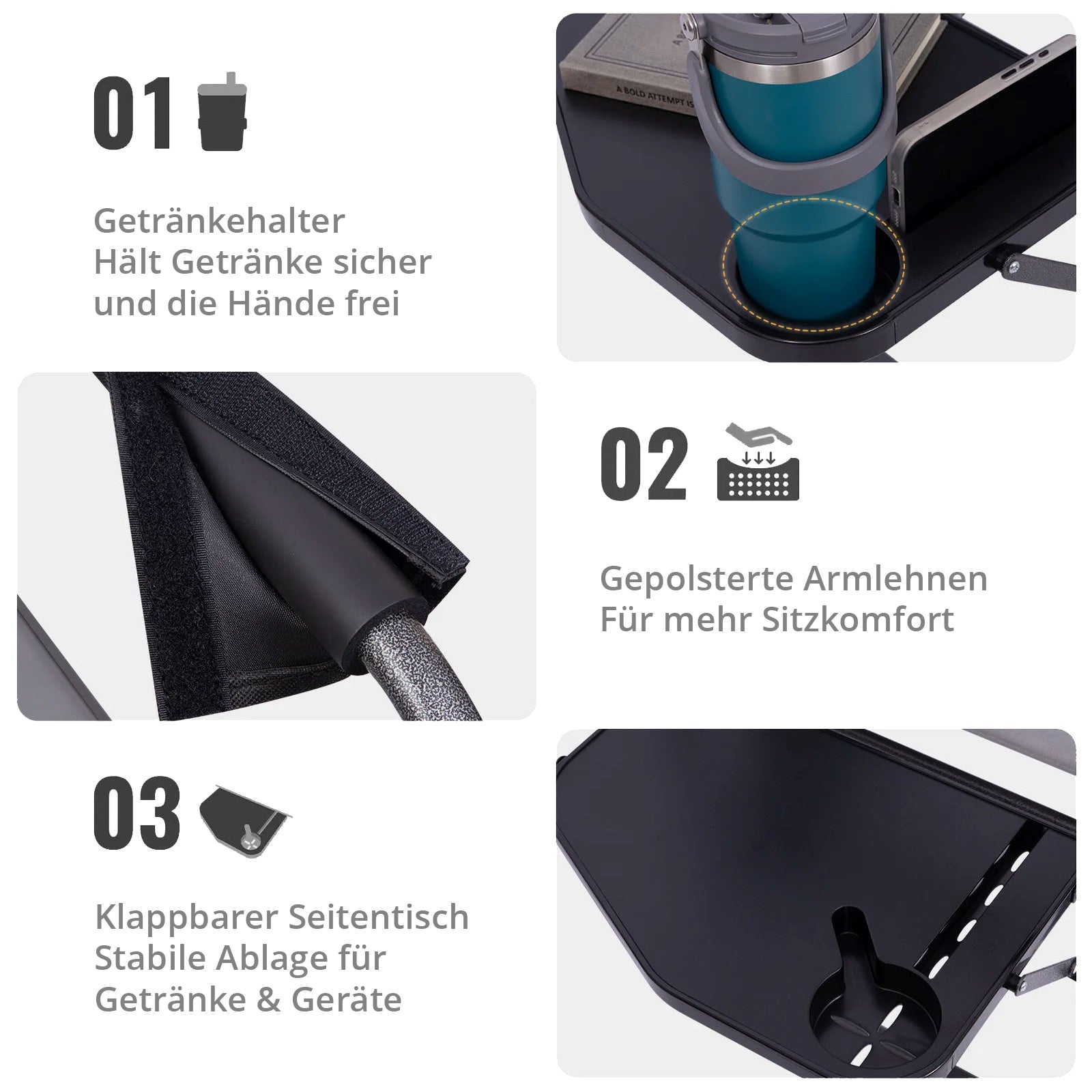 KINGCAMP Campingstuhl Director Chair II Regiestuhl Outdoor Armlehne 200 kg