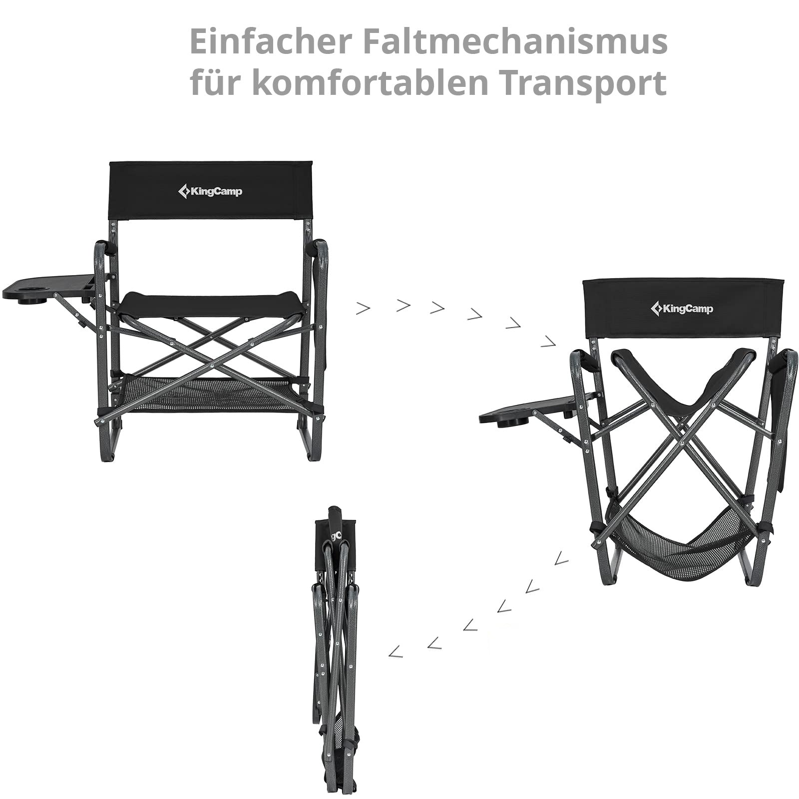 Chaise de directeur KINGCAMP Chaise pliante de camping multi-usages Chaise pliante Table avec accoudoirs