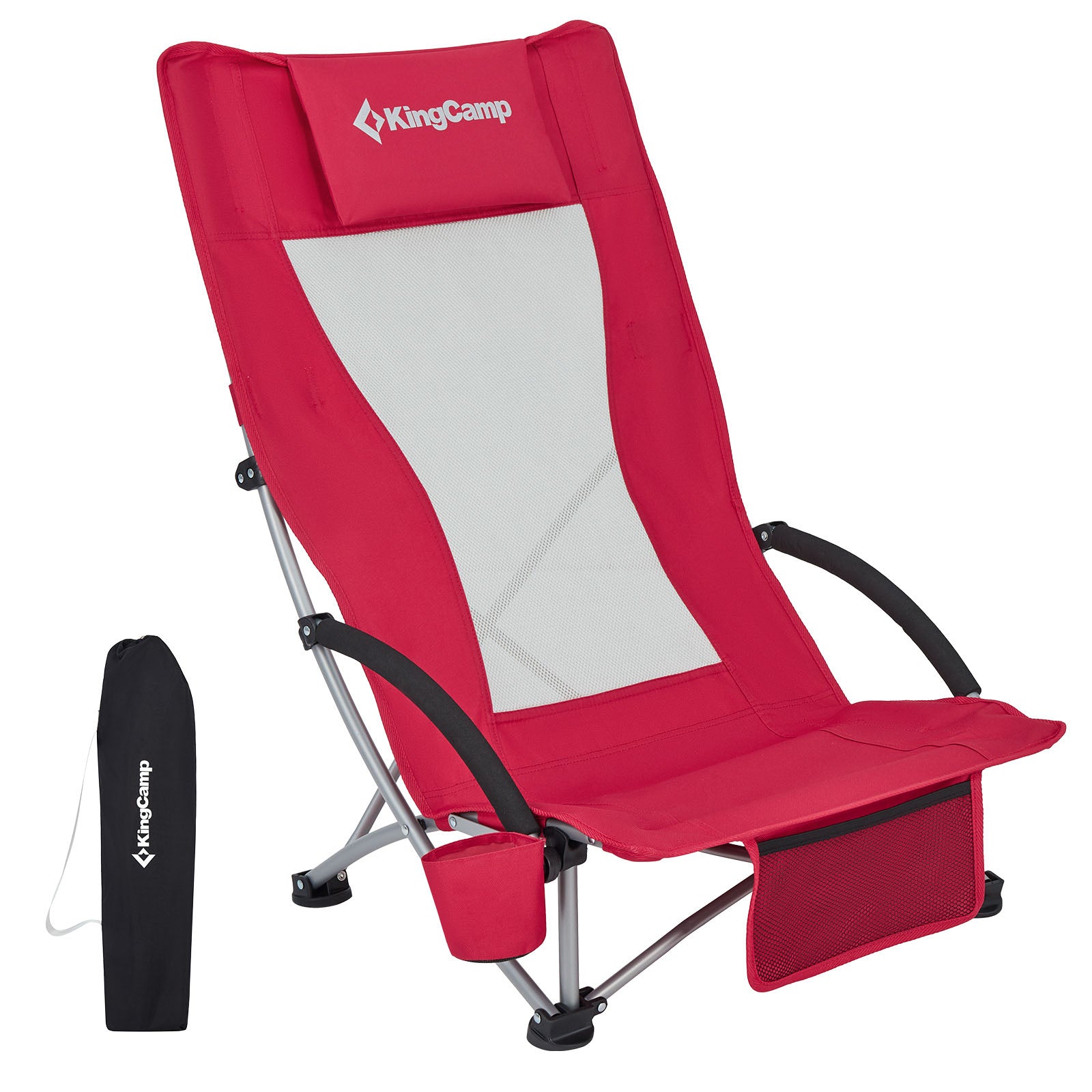 KINGCAMP Beach Lounger Chair High Back Camping Folding Chair Low 136 kg