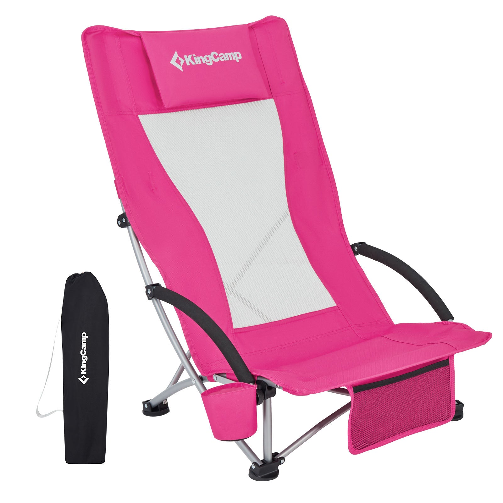 KINGCAMP Beach Lounger Chair High Back Camping Folding Chair Low 136 kg