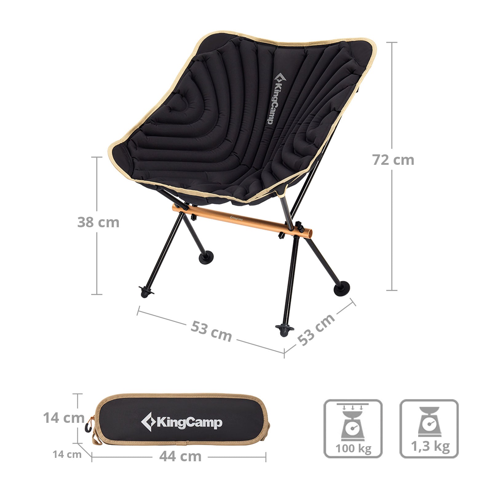 Chaise pliante en aluminium KINGCAMP, chaise de plage ultralégère en mélèze, pliable et légère
