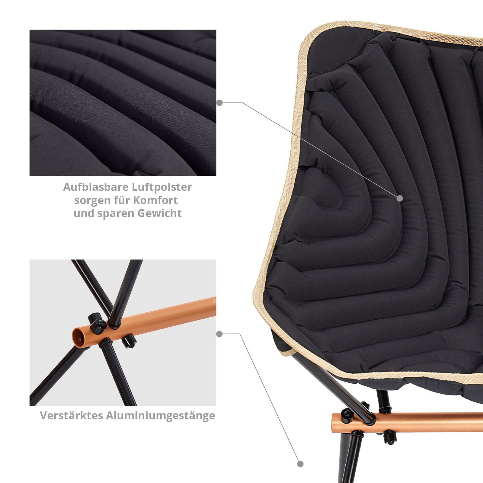 Chaise pliante en aluminium KINGCAMP Larch Ultralight : chaise de camping et de plage, pliable et légère