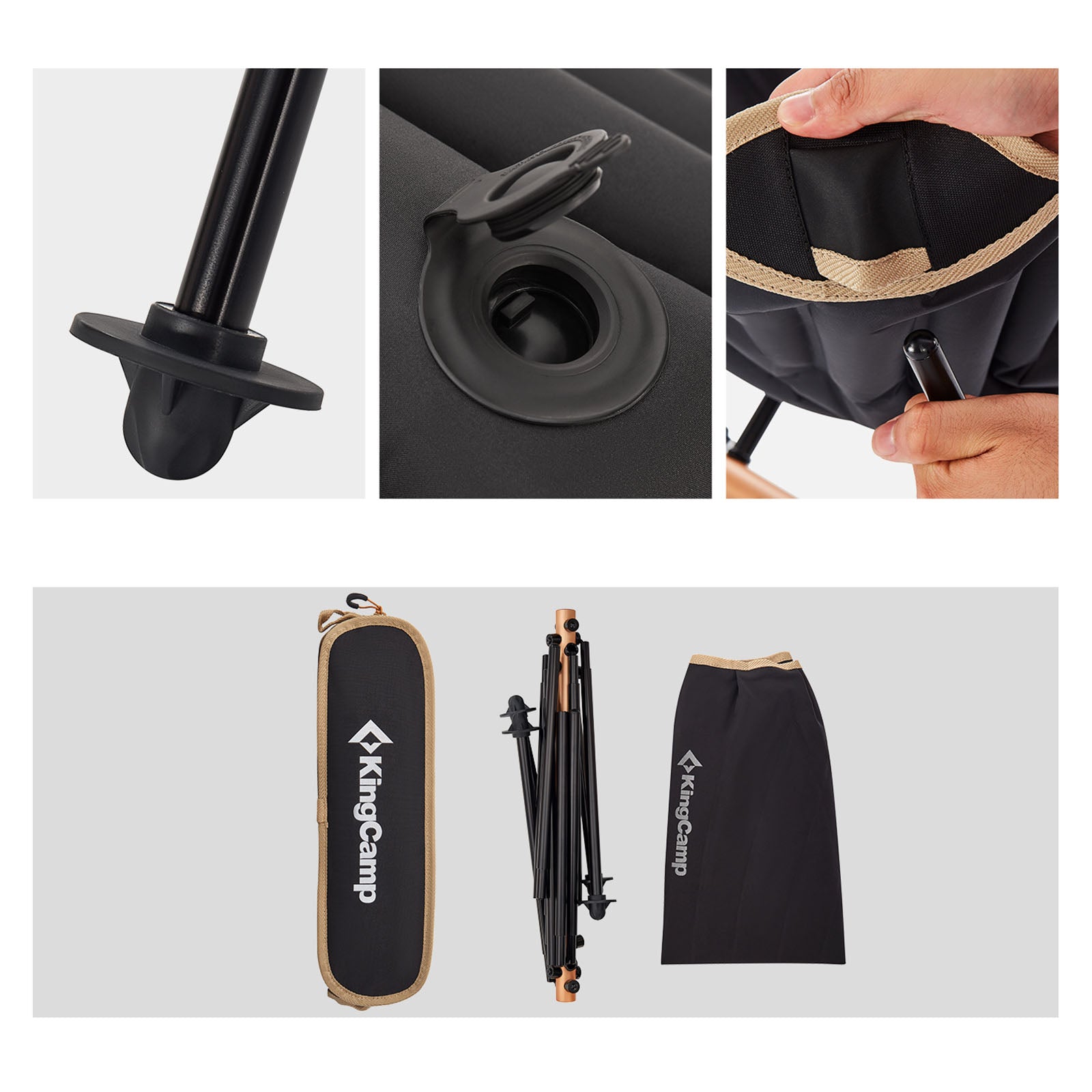 KINGCAMP Aluminum Folding Chair Larch Ultralight Camping Beach Chair Foldable Lightweight