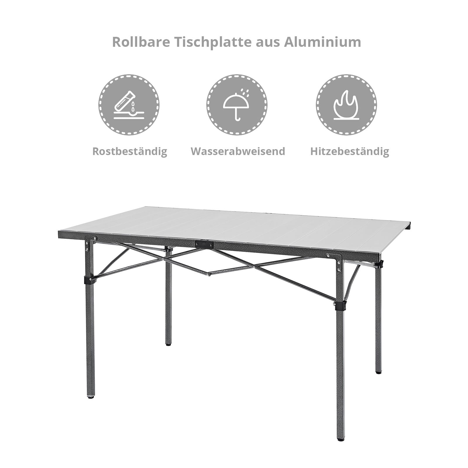 KINGCAMP Campingtisch Camping Rolltisch Klapptisch Garten Falttisch Alu 136x70cm