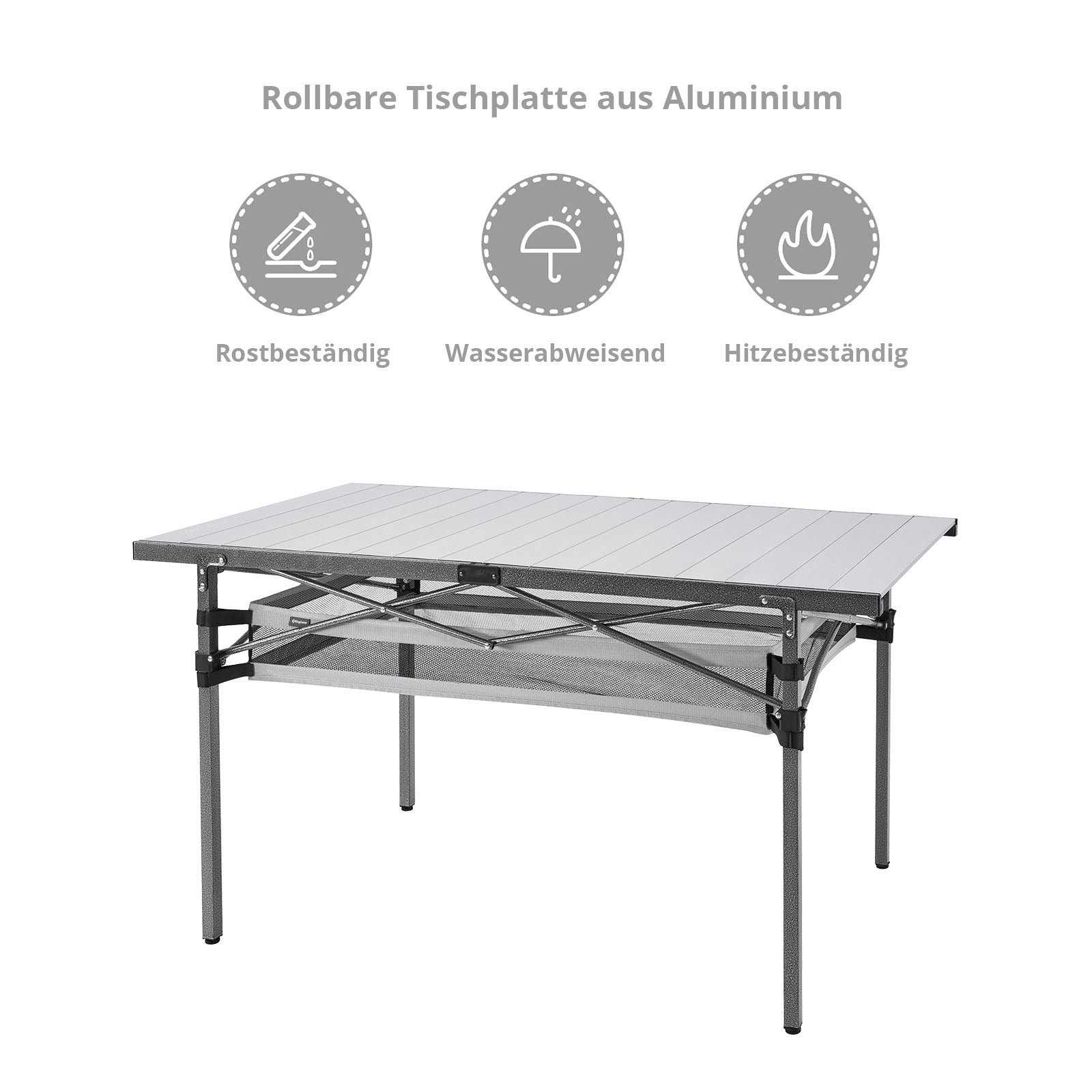 KINGCAMP Campingtisch Camping Rolltisch Klapptisch Garten Falttisch Alu 136x70cm