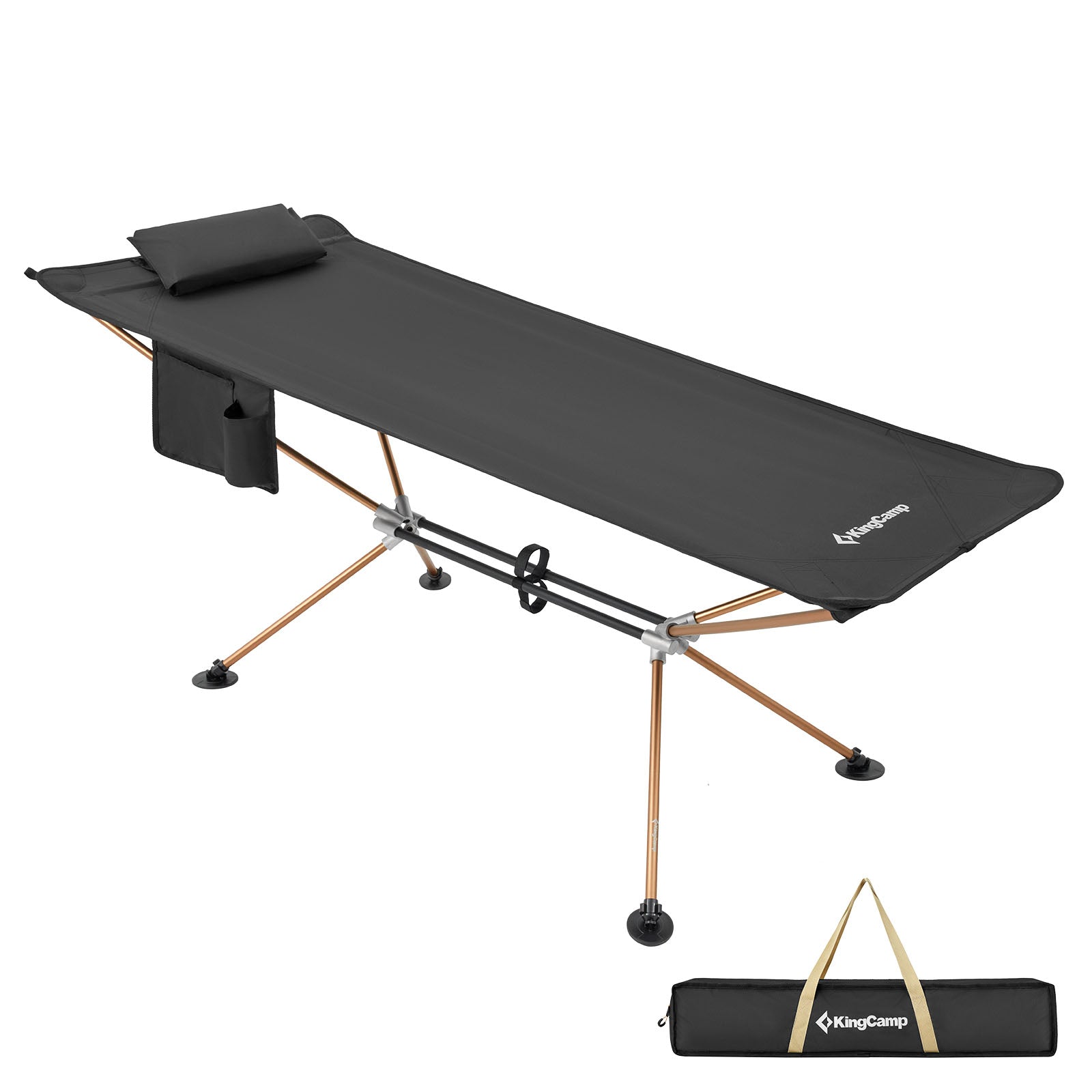 KINGCAMP Aluminum Field Bed Hammock XL Stand Folding Bed Camping Lounger Wide 120kg