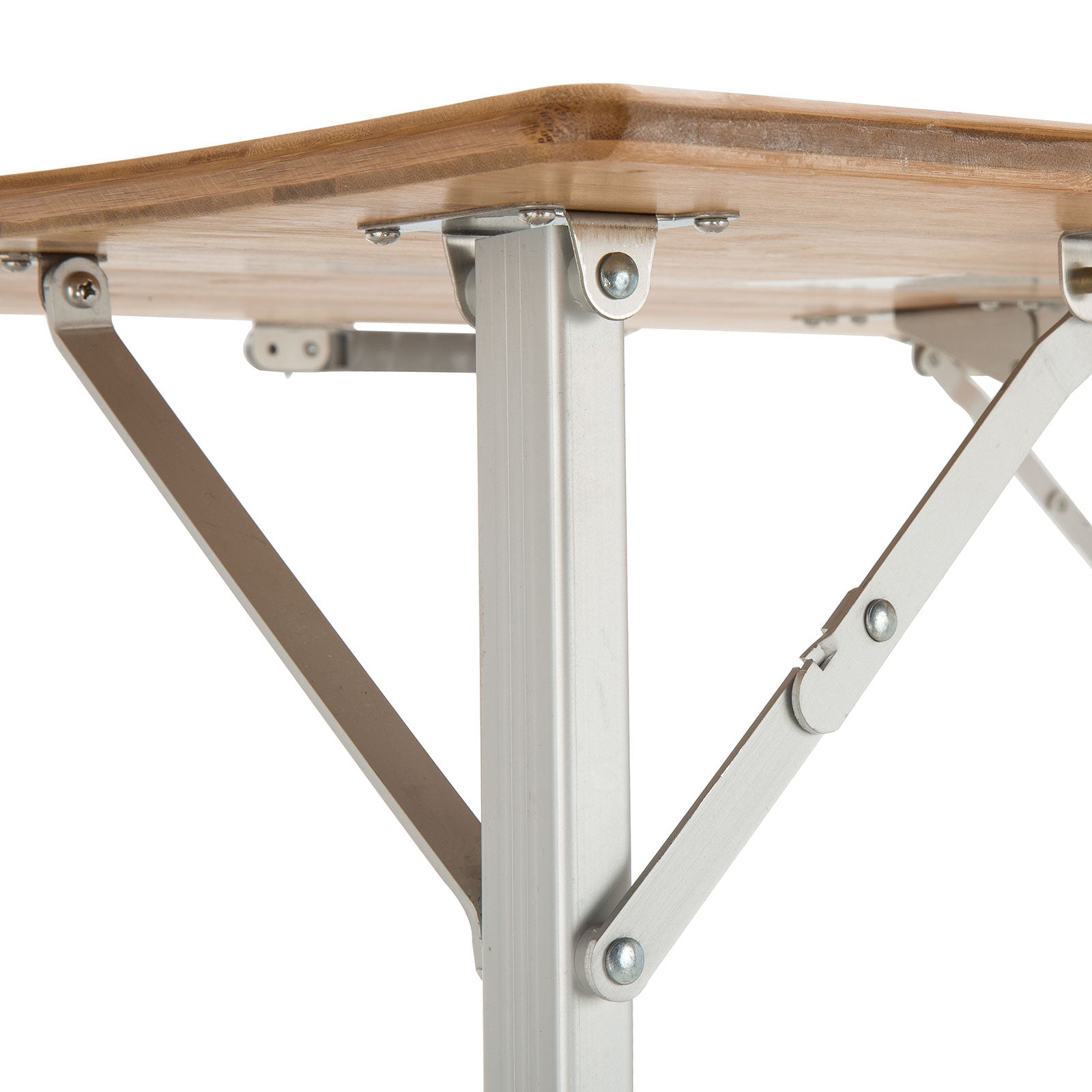 KINGCAMP Bamboe kampeertafel, opvouwbare tuintafel van aluminium en hout, verstelbaar in 3 hoogtes