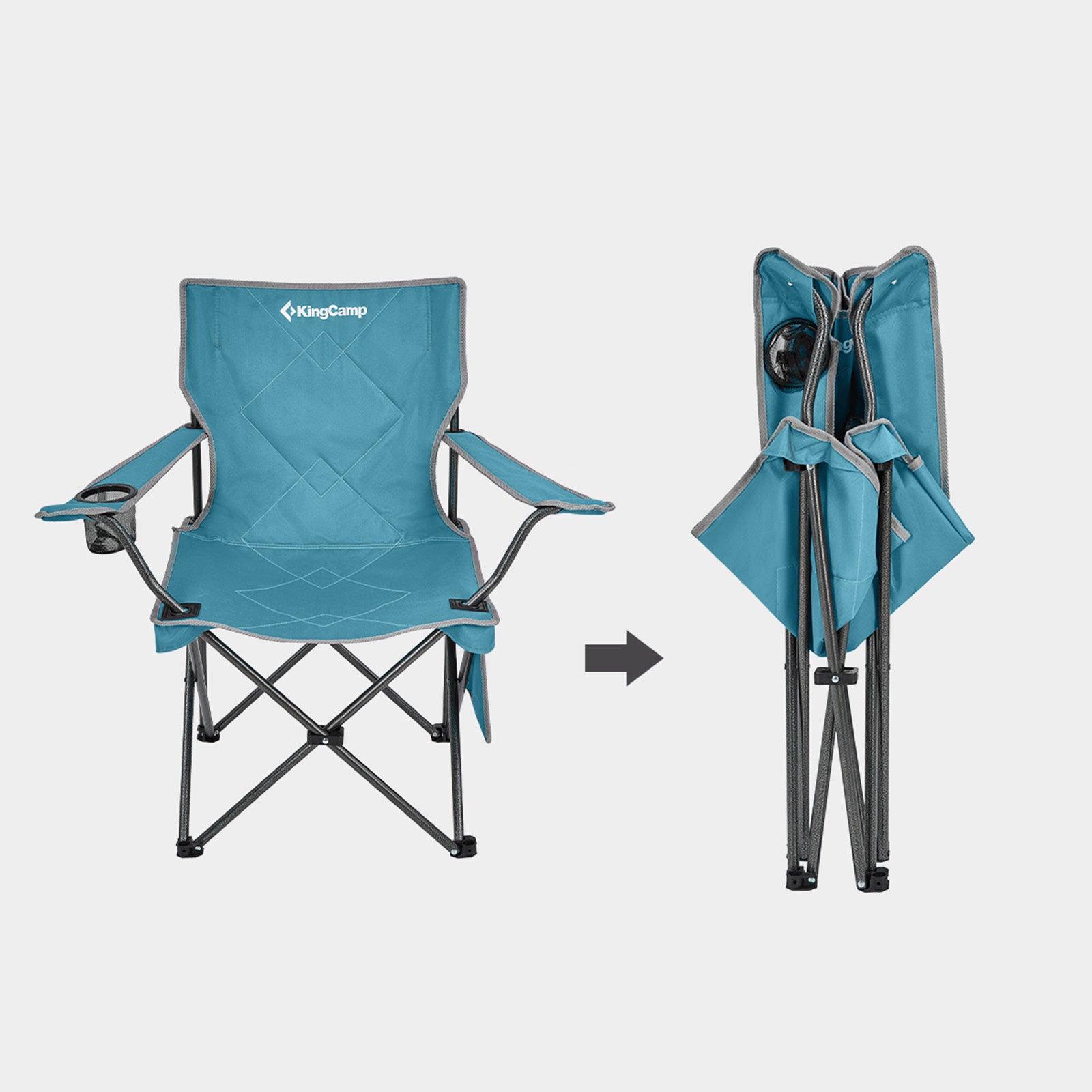 Chaise de camping pliante KINGCAMP Tanger XL, chaise de plage pliante en acier léger, 100 kg