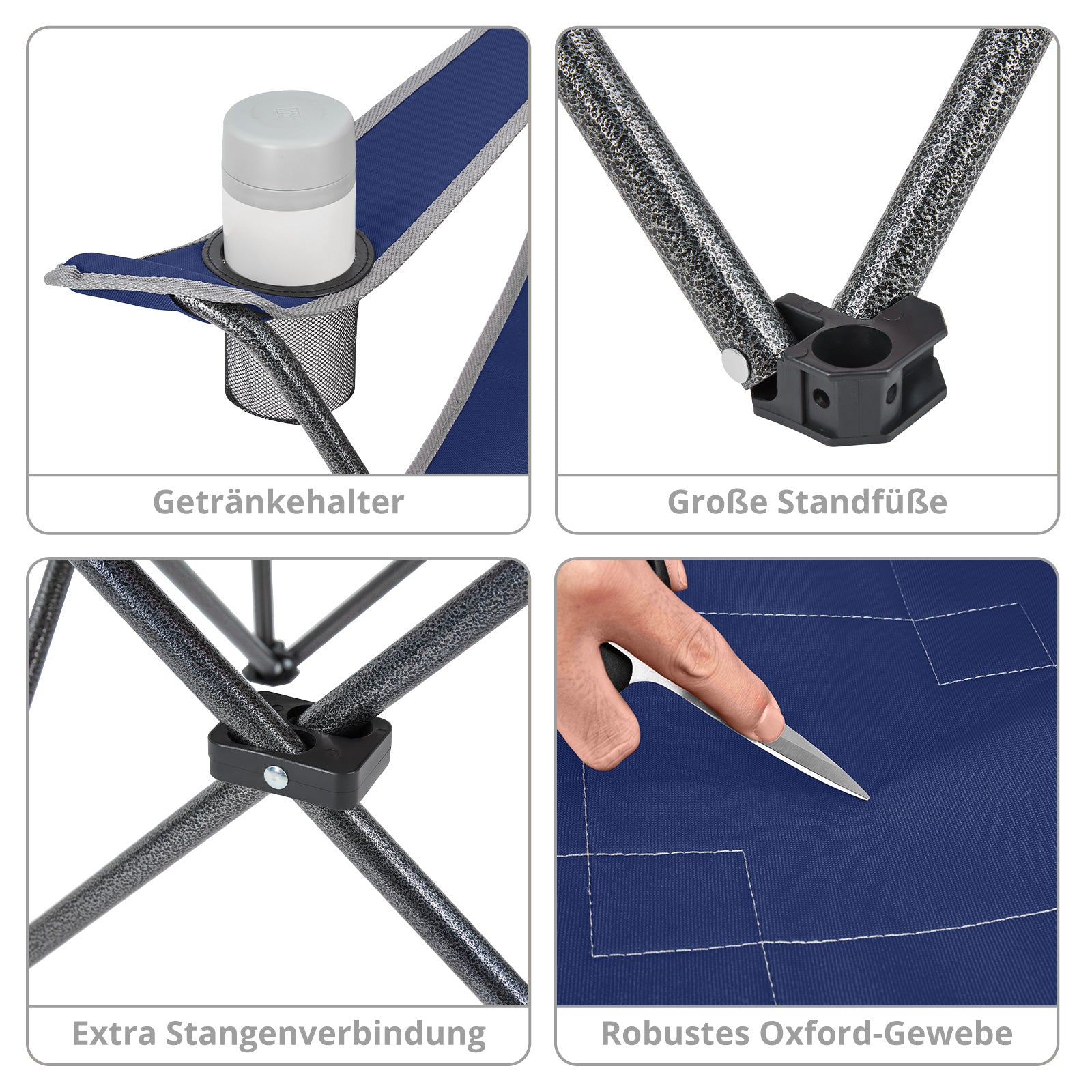 KINGCAMP Camping Stuhl Tanger Faltstuhl XL Strand Klappstuhl Leicht Stahl 100 kg