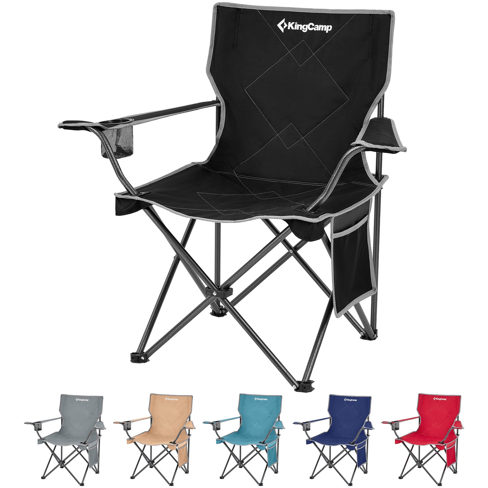 Chaise de camping pliante KINGCAMP Tanger XL, chaise de plage pliante en acier léger, 100 kg