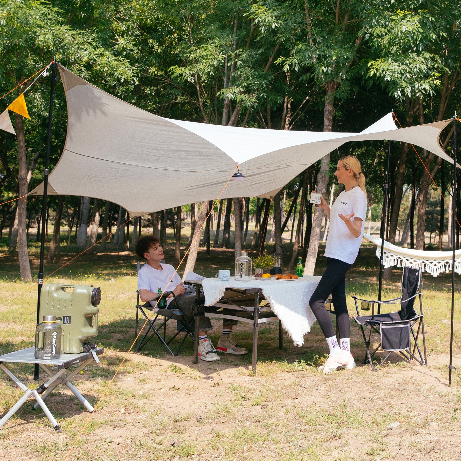 Chaise de camping pliante KINGCAMP Tanger XL, chaise de plage pliante en acier léger, 100 kg