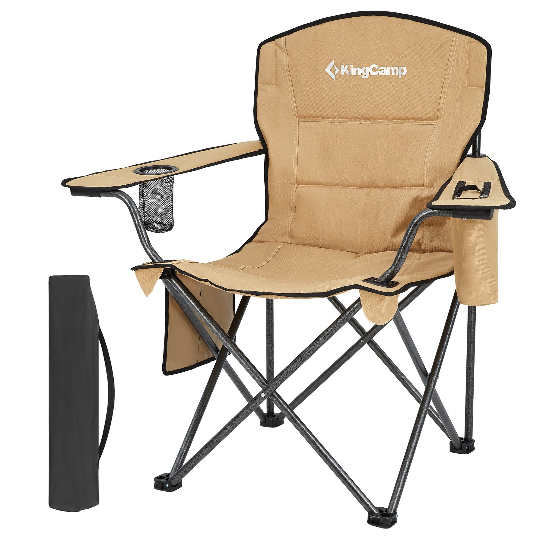 KINGCAMP Camping Chair Oakdale Folding Chair XL Beach Folding Chair Cooler Bag 136 kg
