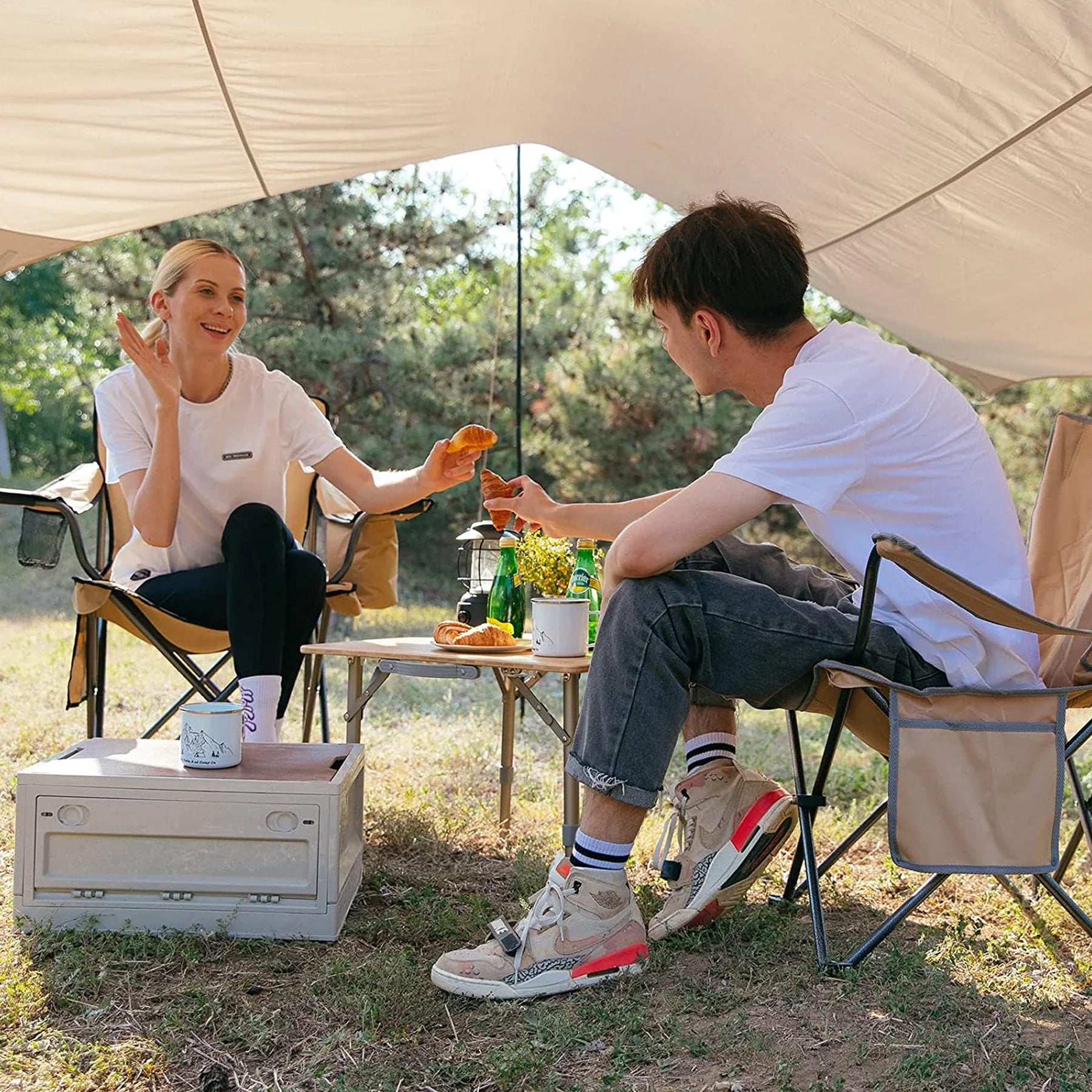 KINGCAMP Campingstuhl Oakdale Faltstuhl XL Strand Klappstuhl Kühltasche 136 kg