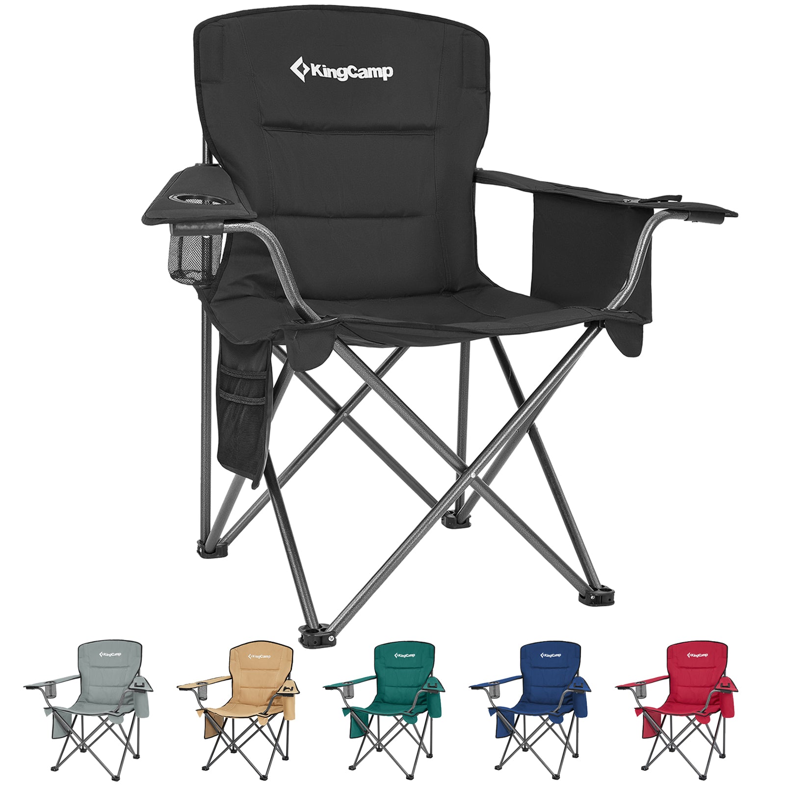 Chaise de camping KINGCAMP Oakdale Chaise pliante XL Chaise de plage pliante Sac isotherme 136 kg