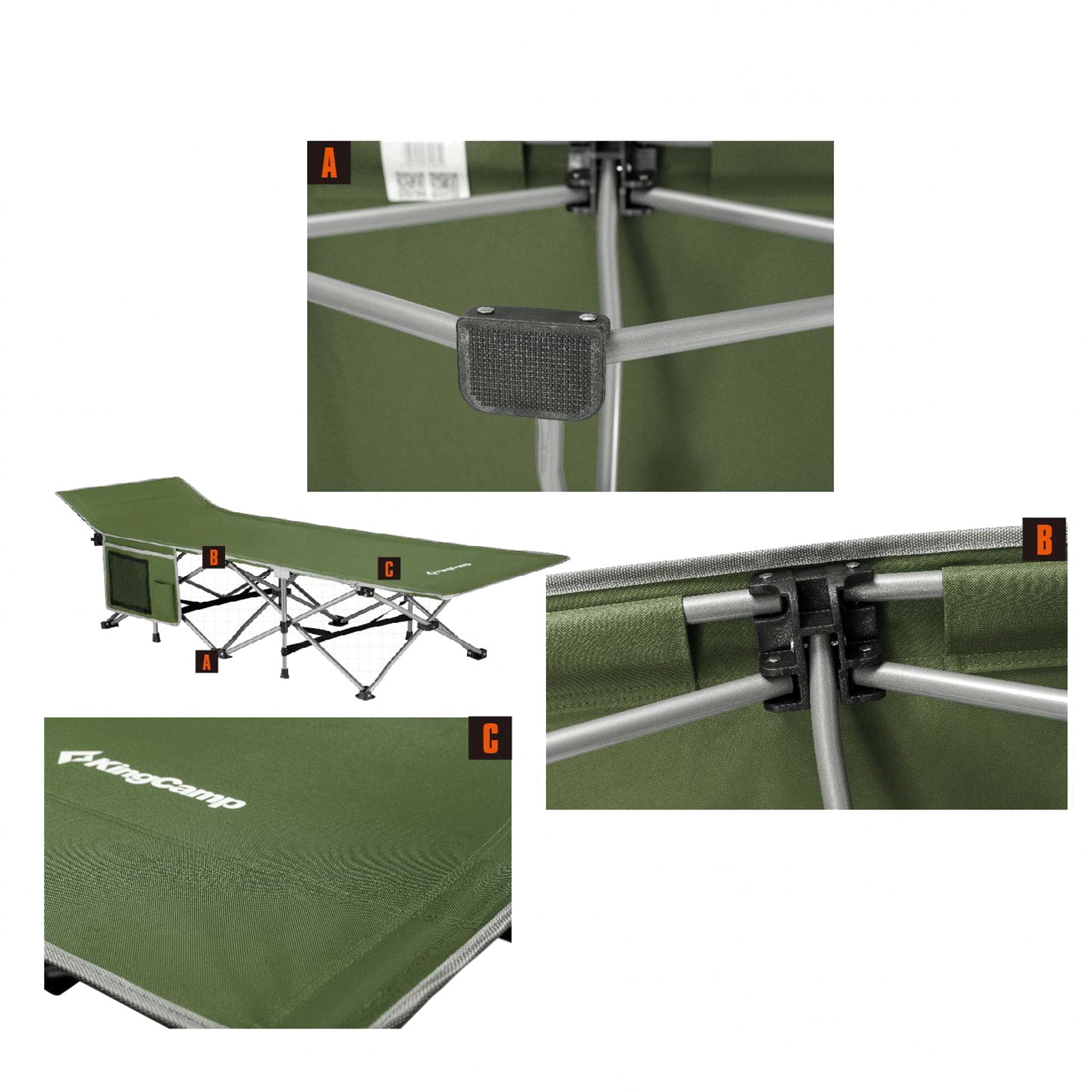 KINGCAMP camp bed XL outdoor camping lounger folding bed guest bed steel 190x67 cm
