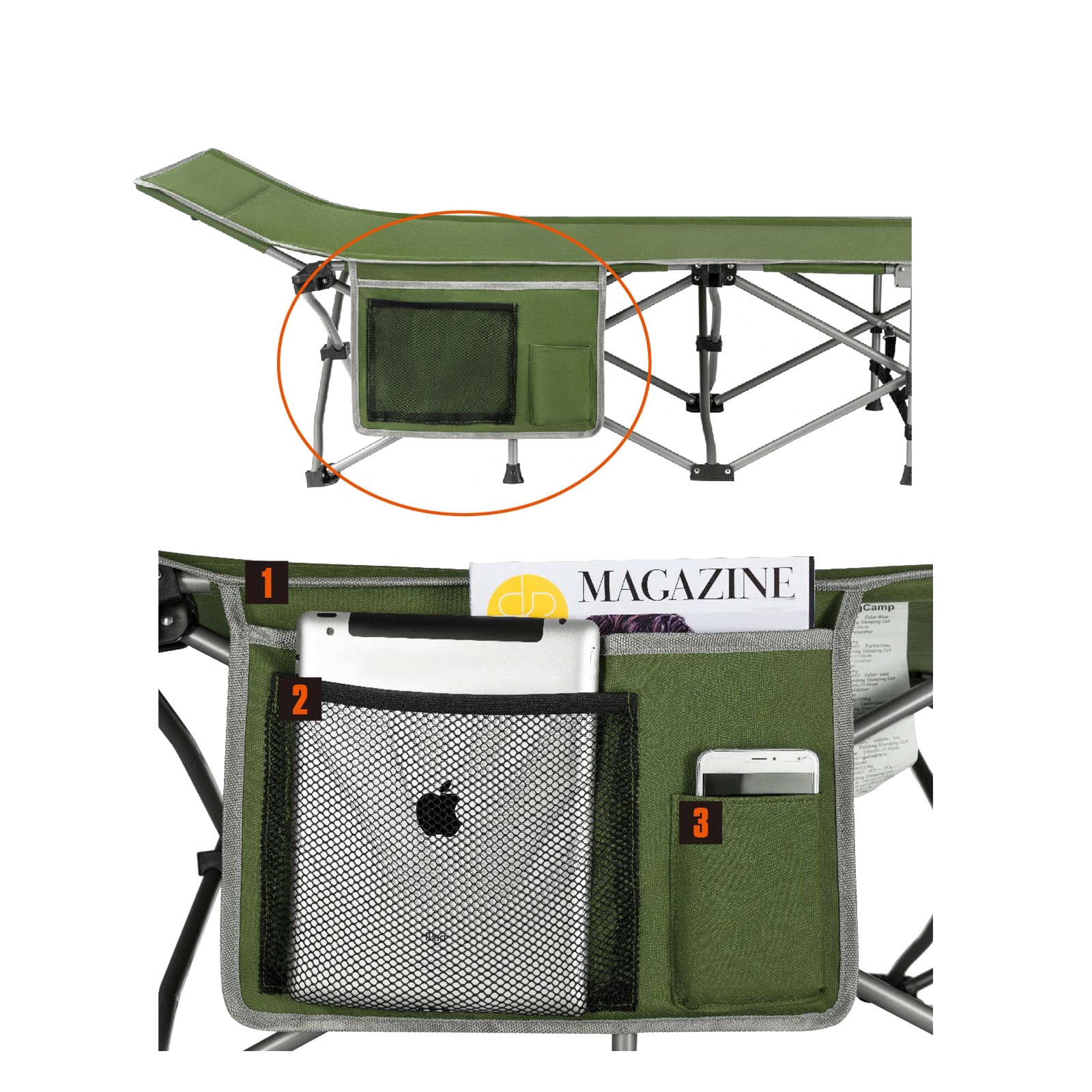 KINGCAMP Feldbett XL Outdoor Camping Liege Klappbett Gäste Bett Stahl 190x67 cm