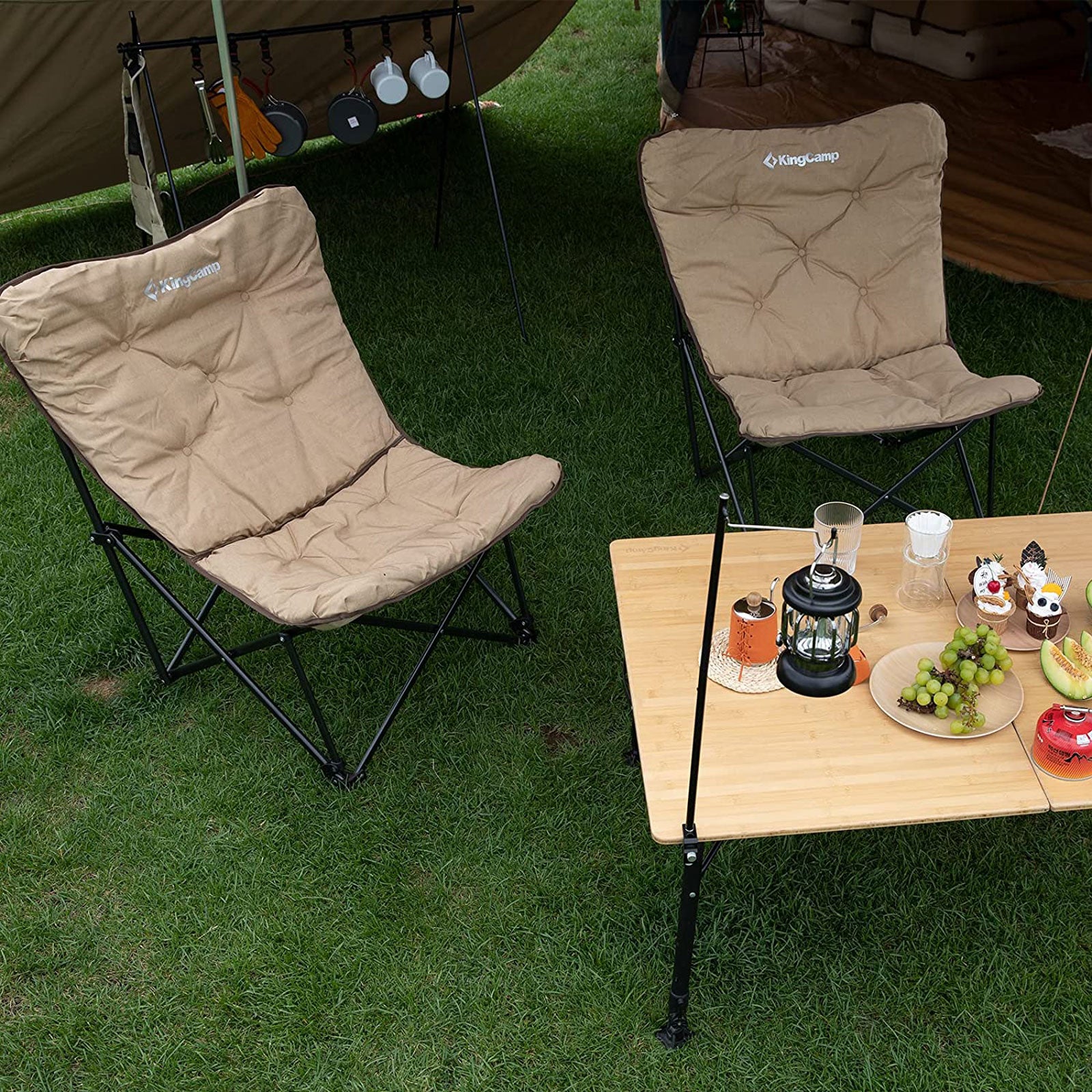 Chaise de camping KINGCAMP Lindon Relax Butterfly Chair Chaise longue en acier 136 kg