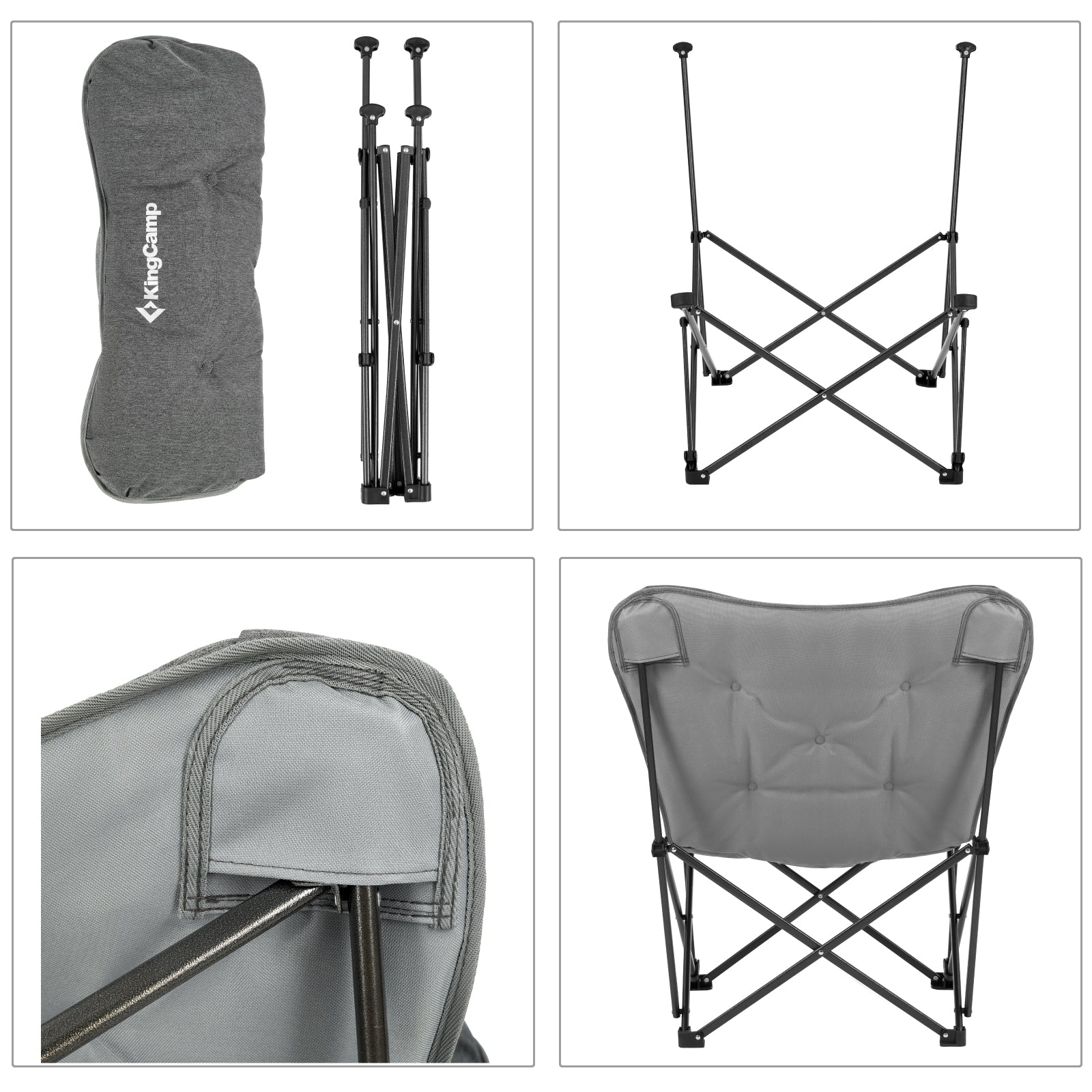 Chaise de camping KINGCAMP Lindon Relax Butterfly Chair Chaise longue en acier 136 kg