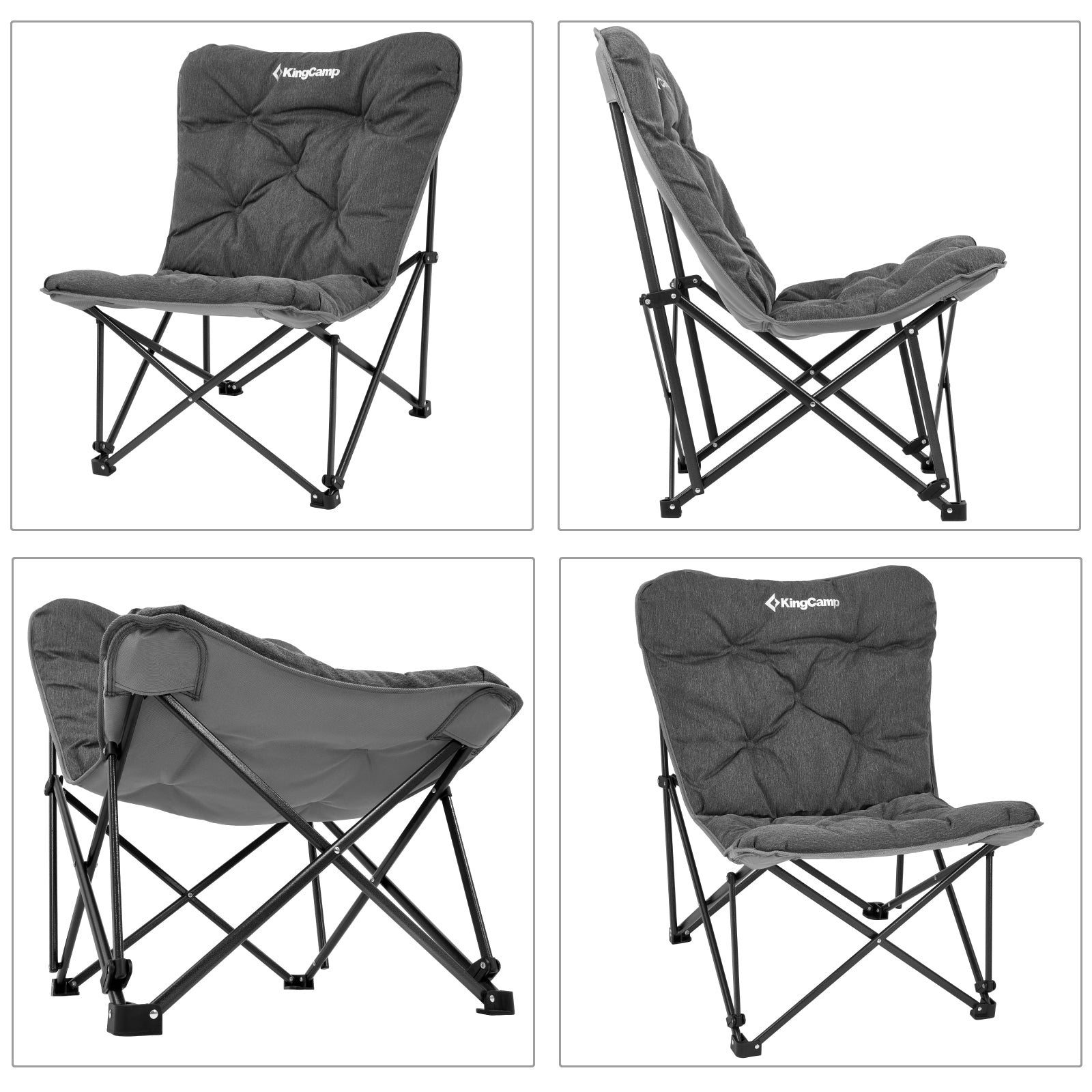 Chaise de camping KINGCAMP Lindon Relax Butterfly Chair Chaise longue en acier 136 kg