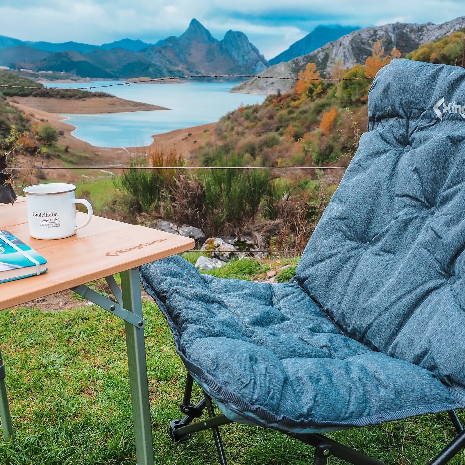 Chaise de camping KINGCAMP Lindon Relax Butterfly Chair Chaise longue en acier 136 kg