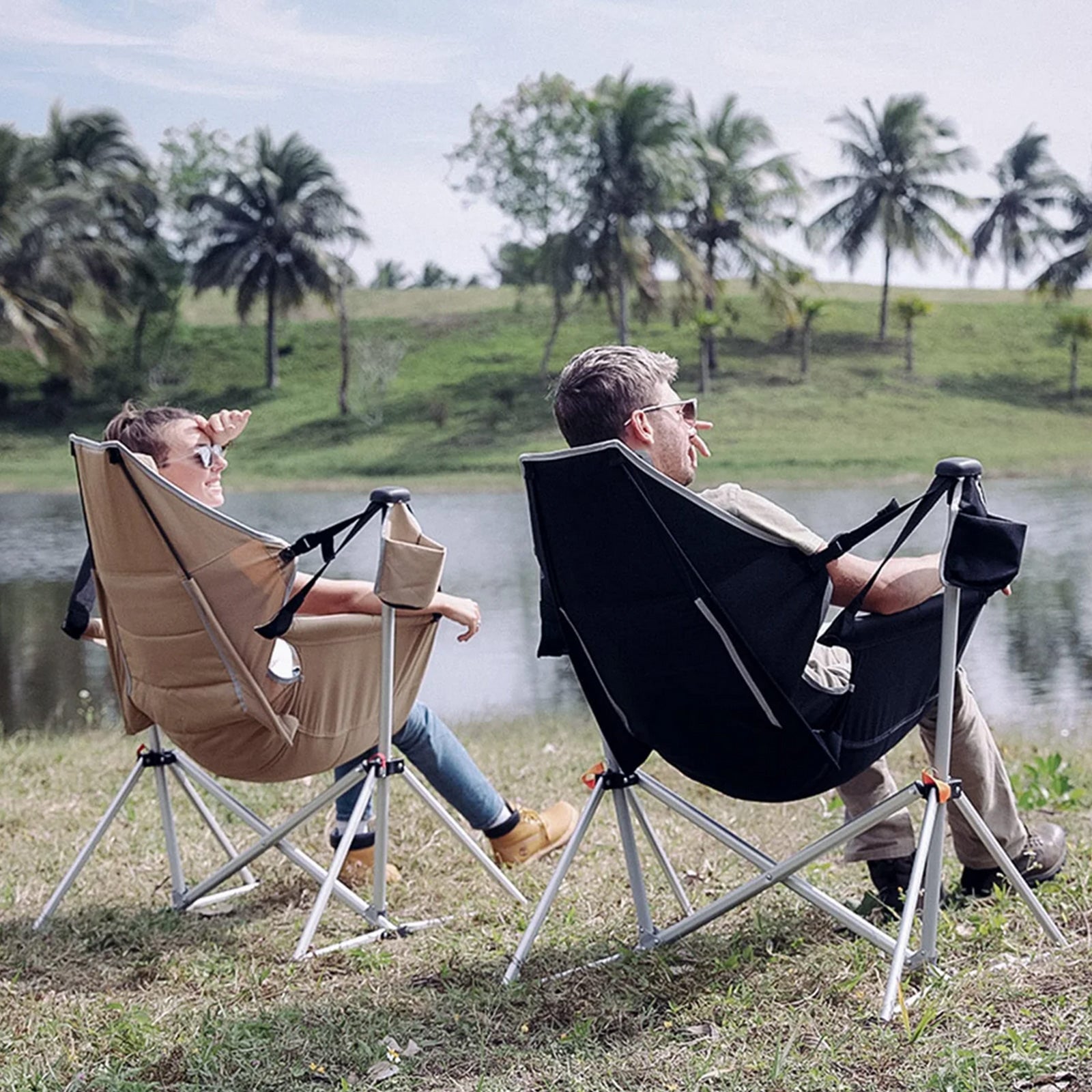 KINGCAMP Campingstuhl Orchid Schaukel Stuhl Camping Sessel Verstellbar Alu 120kg