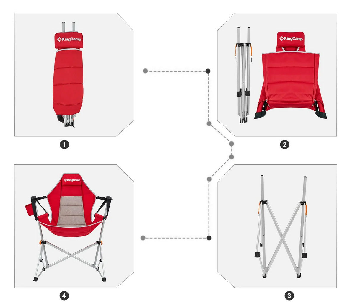 Chaise de camping KINGCAMP Orchidée à bascule Fauteuil de camping réglable en aluminium 120 kg