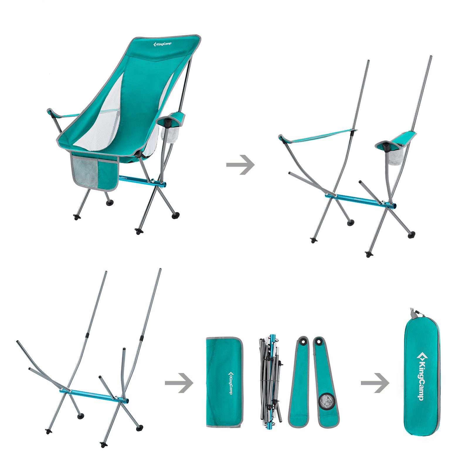 Chaise de camping pliante KINGCAMP Cataby Deluxe, chaise de plage pliable en aluminium, 120 kg
