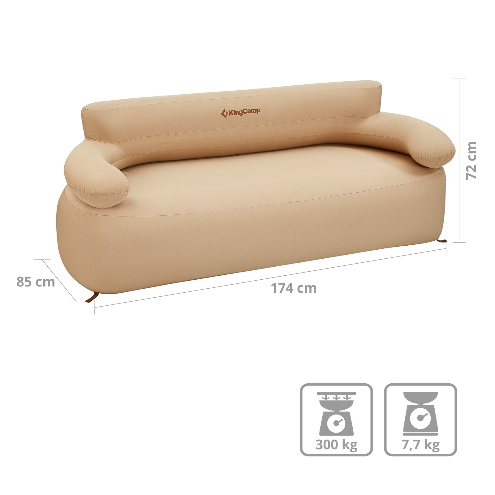 Canapé gonflable de camping Kingcamp XL, siège gonflable, mobilier de jardin pour glamping