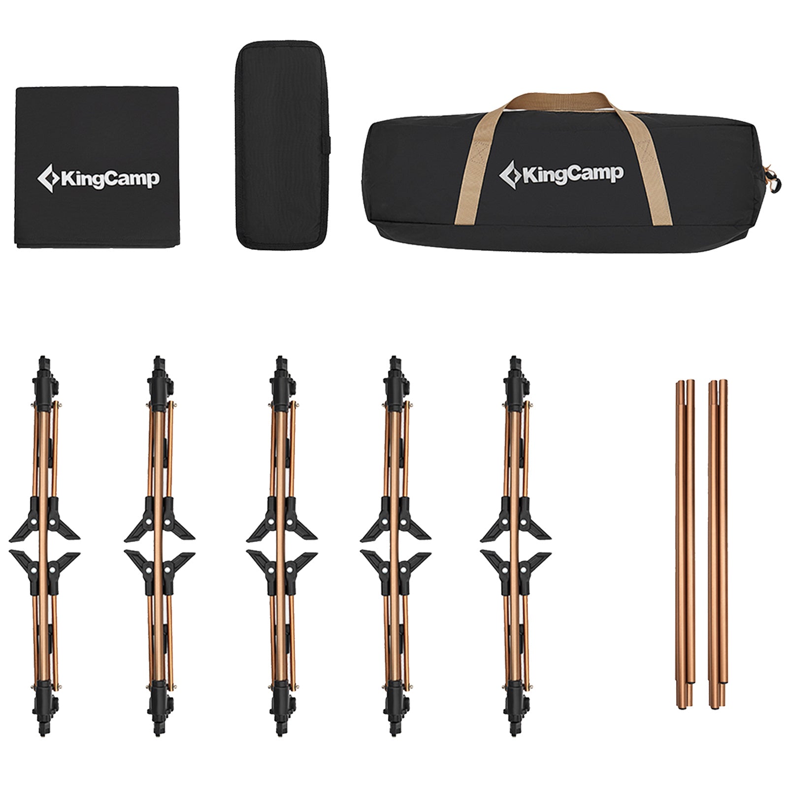 Lit de camp XL en aluminium KINGCAMP, lit pliant d'extérieur à clic, chaise longue de camping, hauteur 30 cm, 250 kg